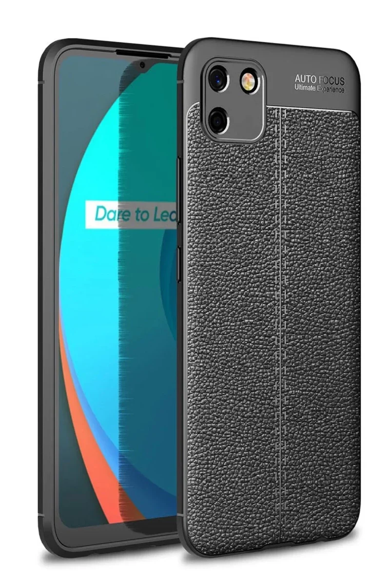 Auto Focus Silikon Kılıf - Realme C11 2021 ile Uyumlu Deri Dokulu Darbe Korumalı Kapak