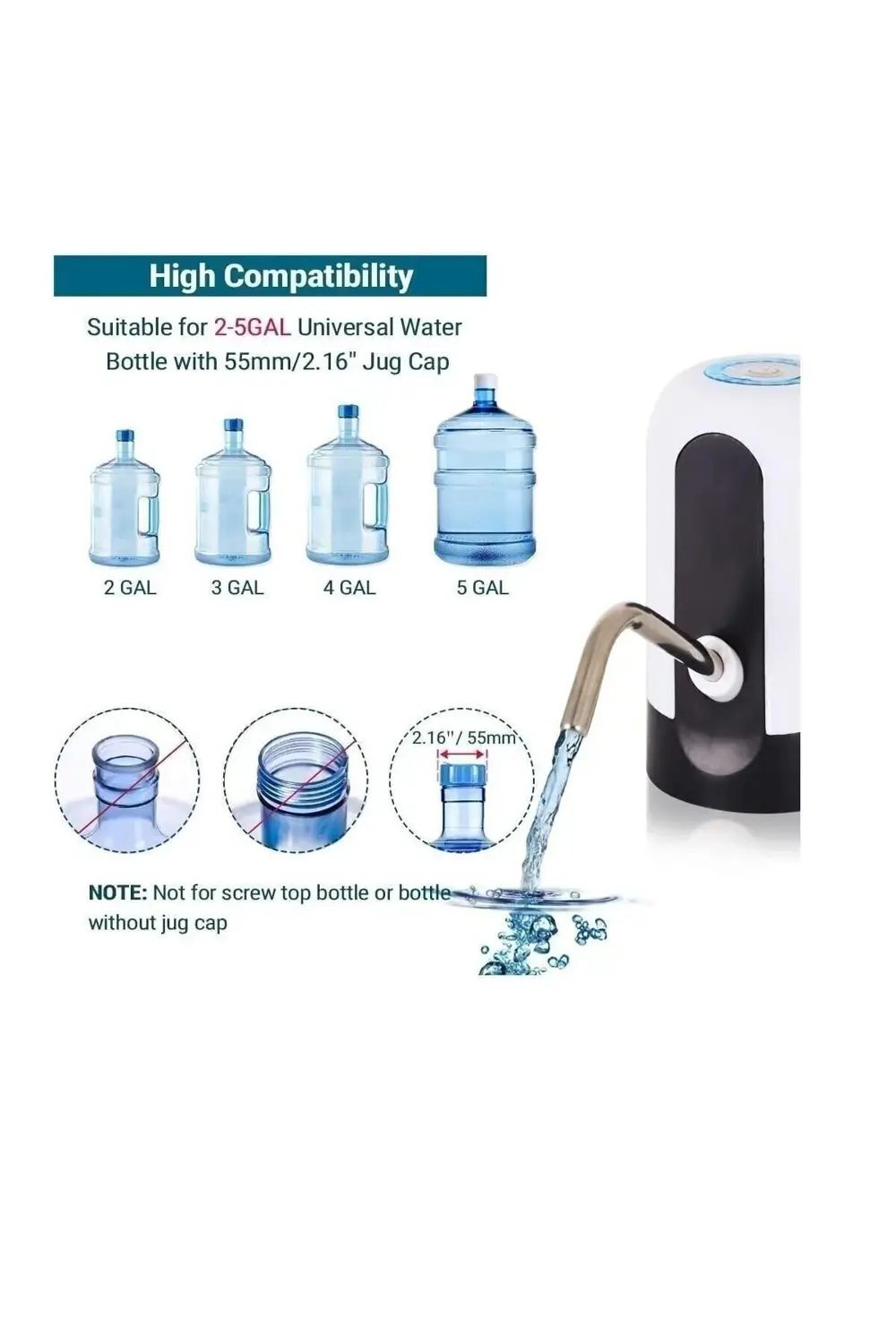 Automatic Water Dıspenser Şarjlı Otomatik Damacana Dijital Yeni N