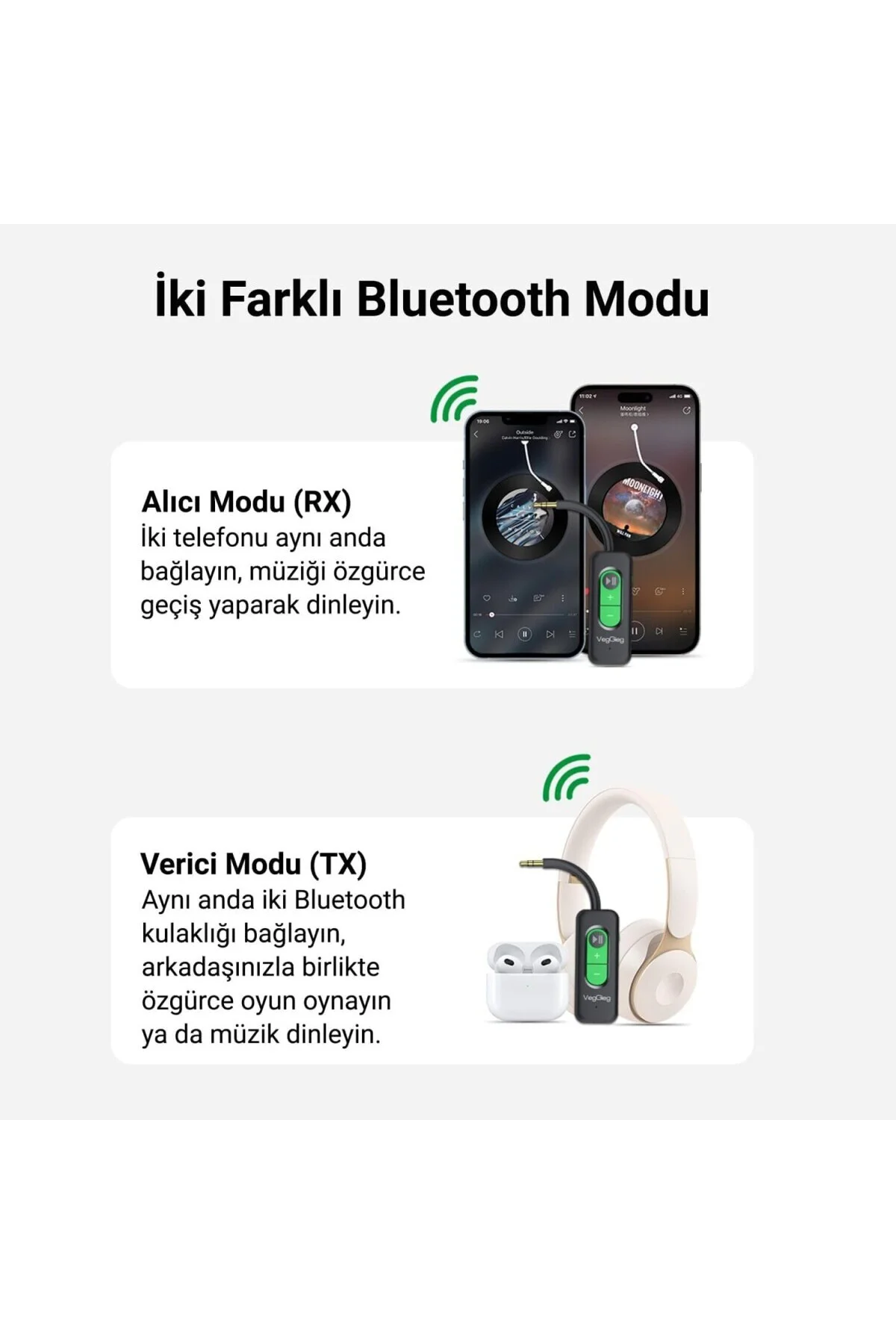 Aux Bluetooth 5.4 Transmitter & Receiver Kablosuz Ses Adaptörü