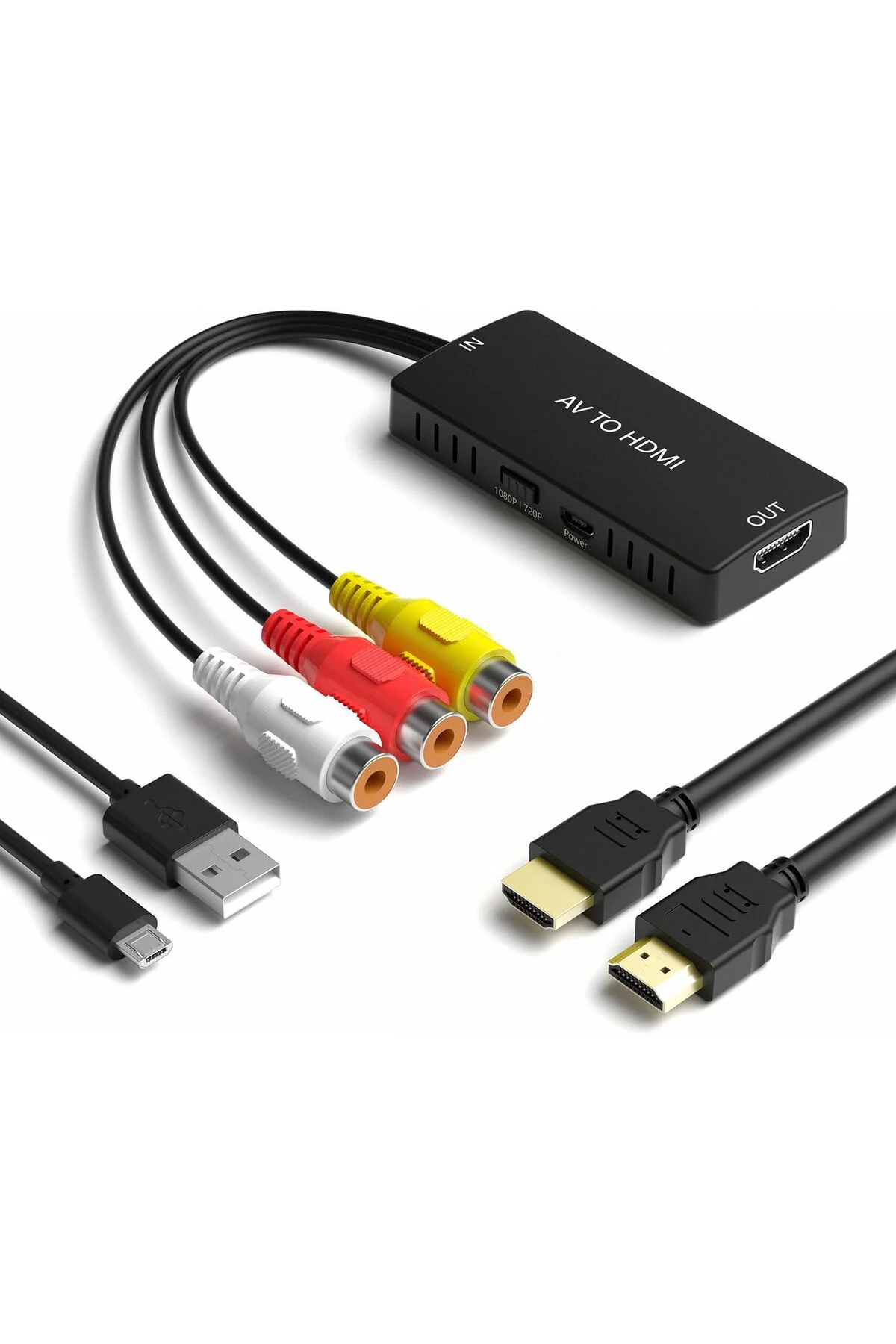 AV to HDMI Dönüştürücü Çevirici + HDMI ve RCA Kablo Seti AV to HDMI Dönüştürücü Çevirici + HDMI ve RCA Kablo Seti