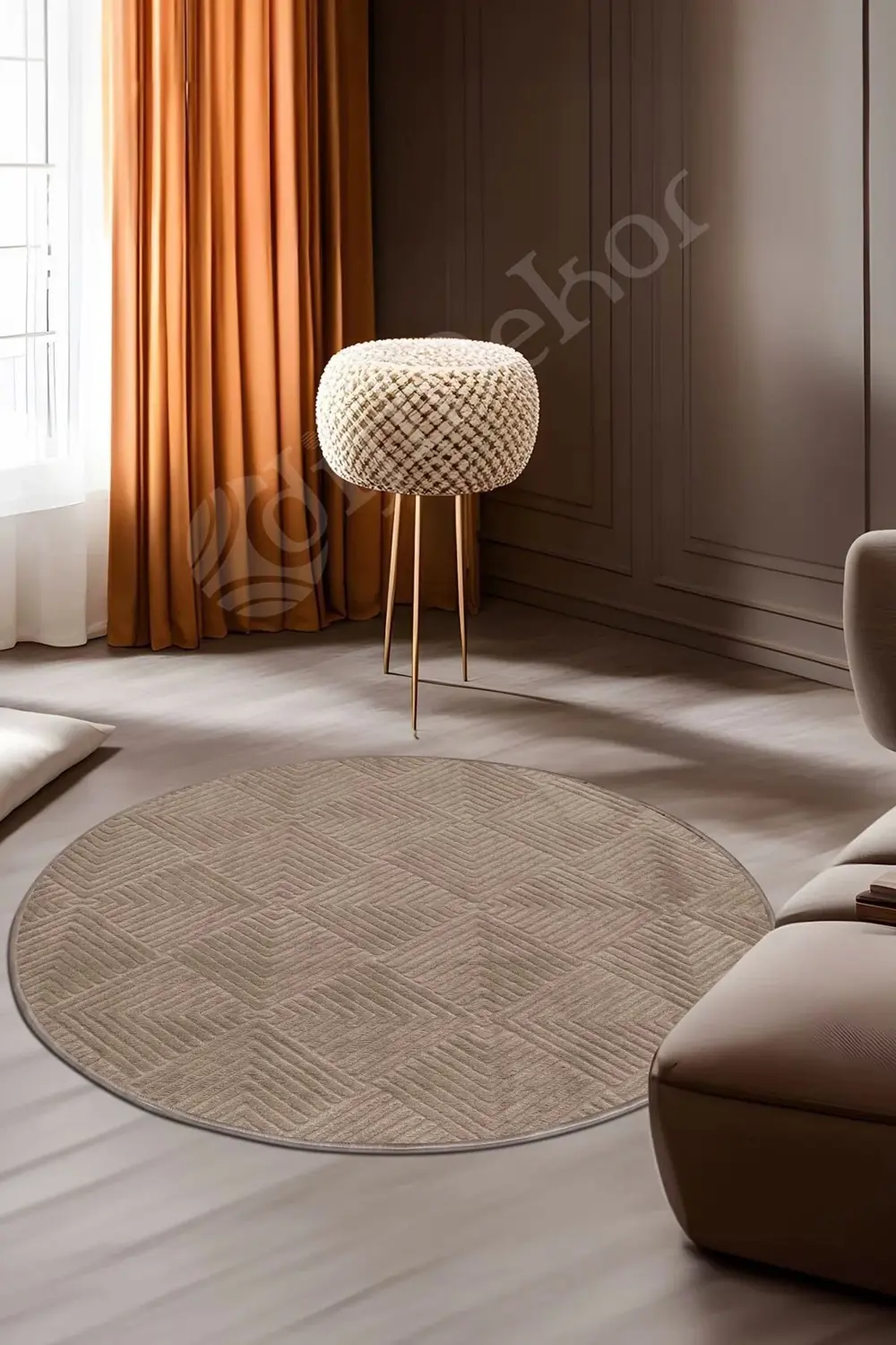 Avangard Yuvarlak Halı Pramit Kahve Salon Koridor Antre Mutfak Ha