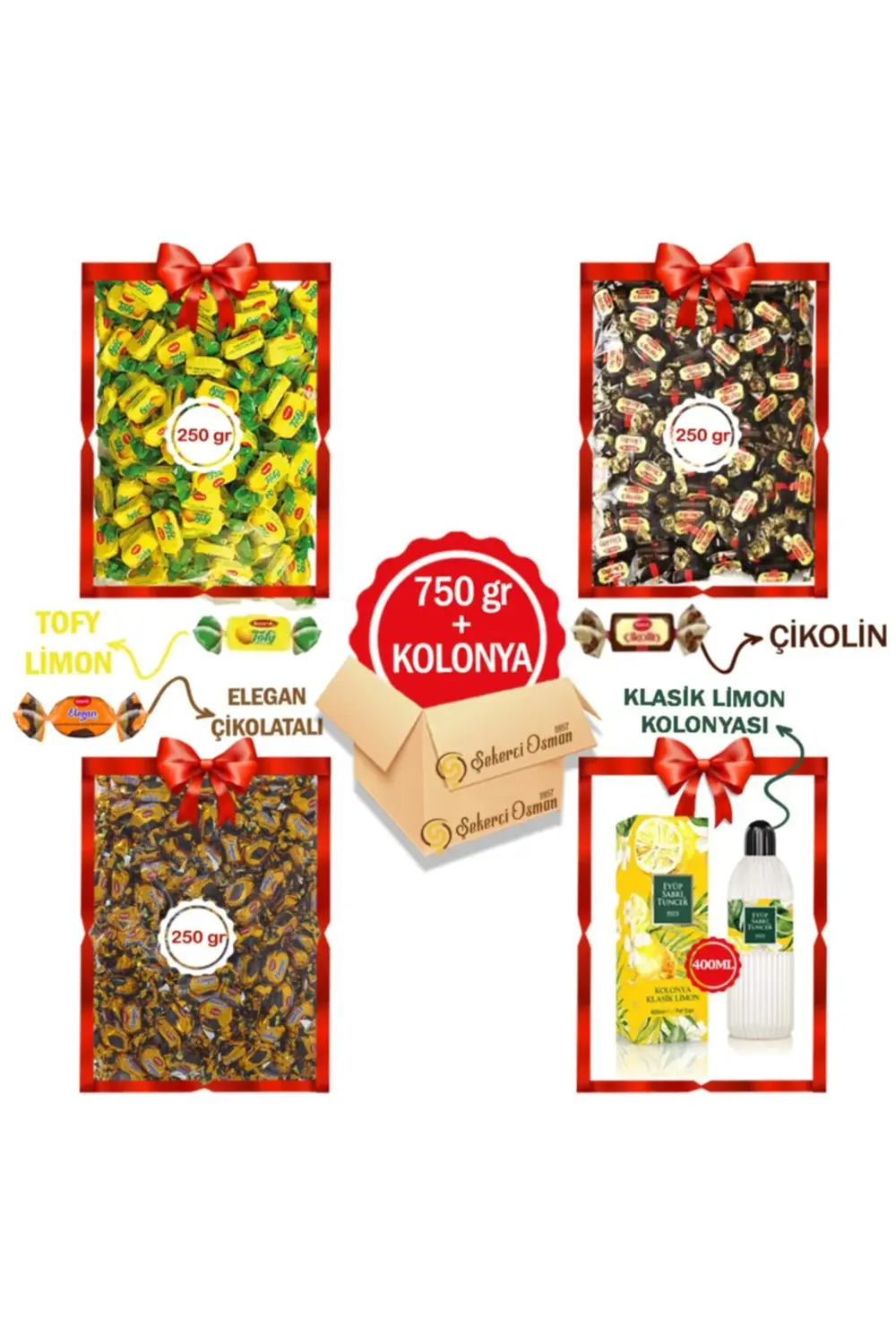 Avantaj Paketi -3x250 gr Kolonya-tofy Limon 250gr- Elegan Çikolat