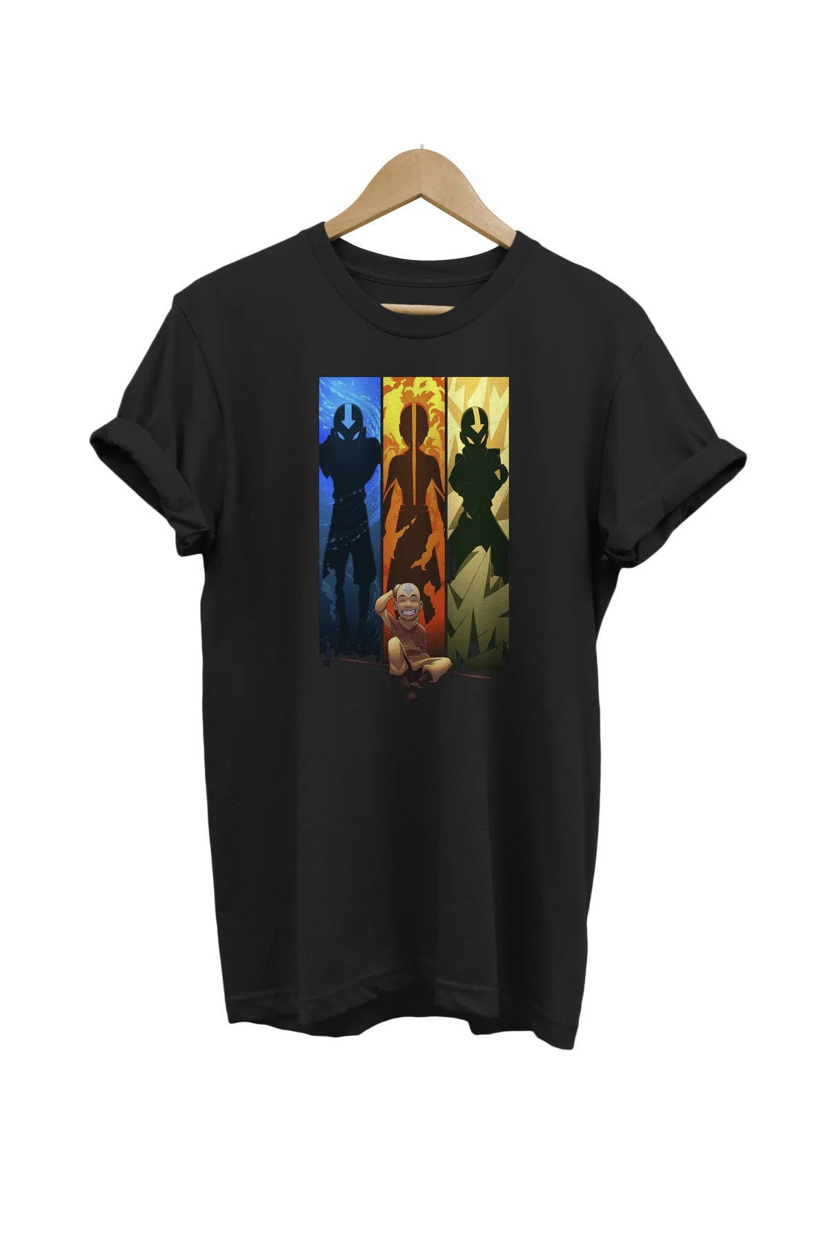 Avatar Baskılı %100 Pamuk Oversize Siyah T-shirt
