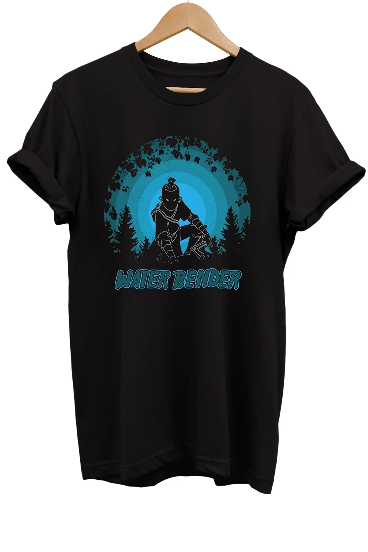 Avatar Su Bükücü Baskılı %100 Pamuk Basic T-shirt Normal Beden Ti
