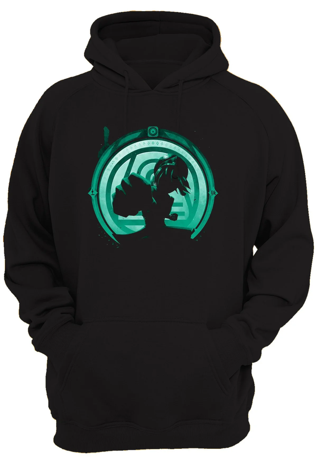 Avatar Toprak Bükücü Ön Baskılı, %100 Pamuk, 3 Ipl. Şardonlu, Içi Polar, Çok Kalın Hoodie