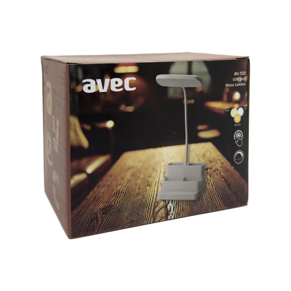 Avec Av-7225 Usb Şarjlı Masa Lambası | Dokunmatik, Dimmer, Kaleml