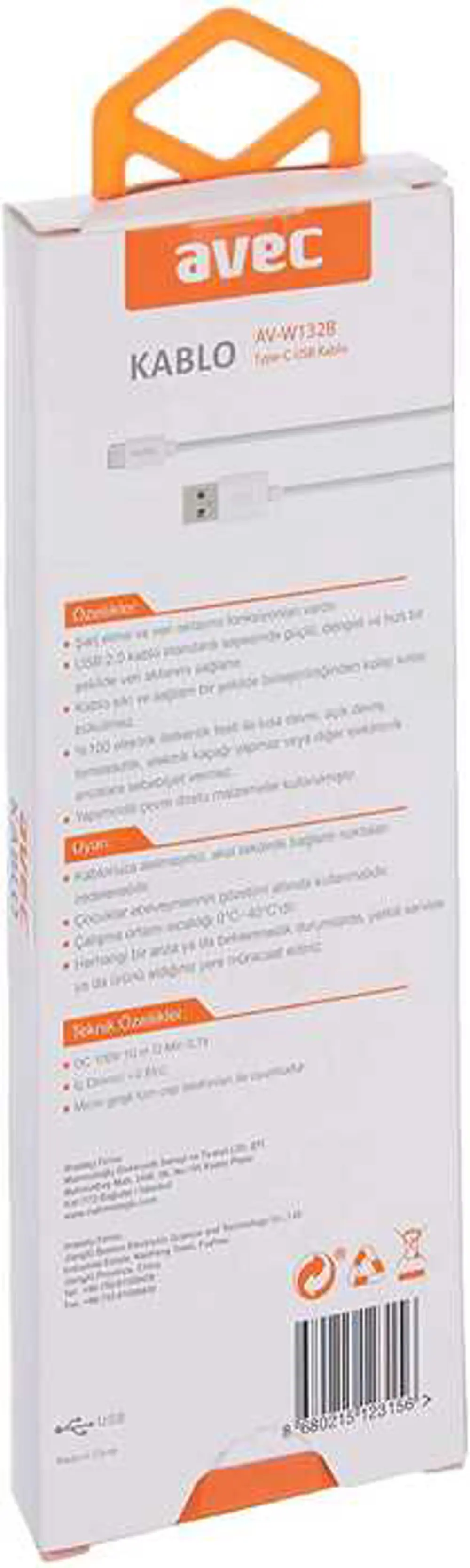 AVEC AV-W132B Type-C USB 1M Kablo