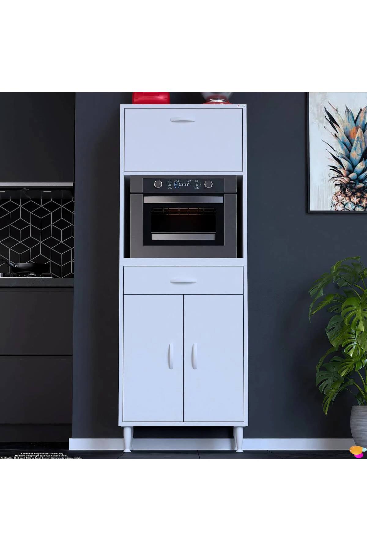 Avelin Kapaklı Mini/Midi Fırın Dolabı 65 cm Beyaz Çok Fonksiyonlu