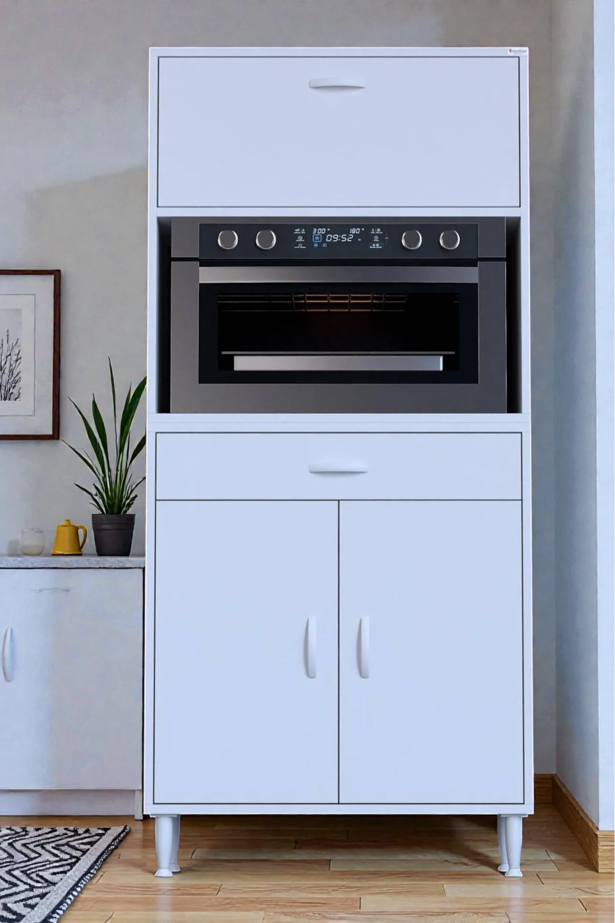 Avelin Kapaklı Mini/Midi Fırın Dolabı 80 cm Beyaz Çok Fonksiyonlu