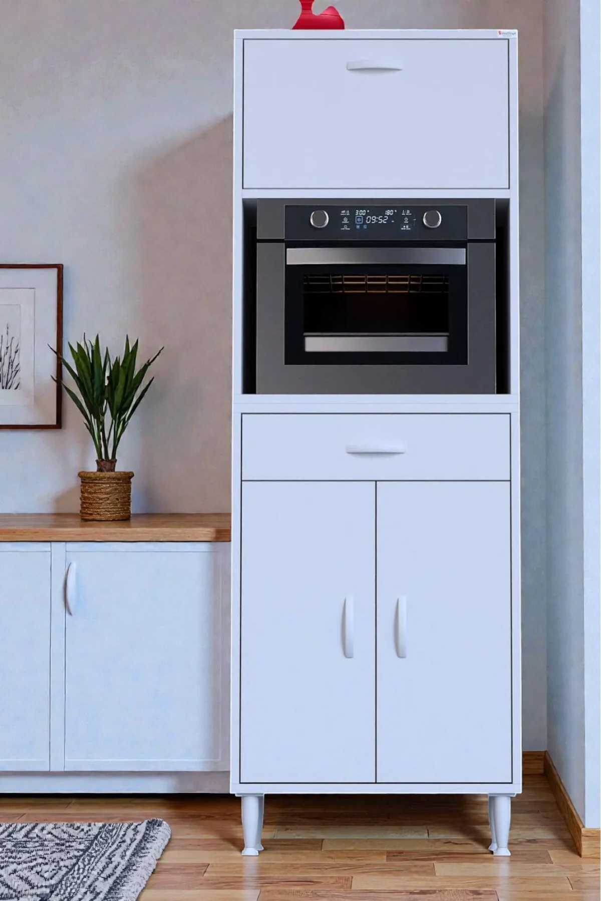 Avelin Kapaklı Mini/Midi Fırın Dolabı 60 cm Beyaz Çok Fonksiyonlu