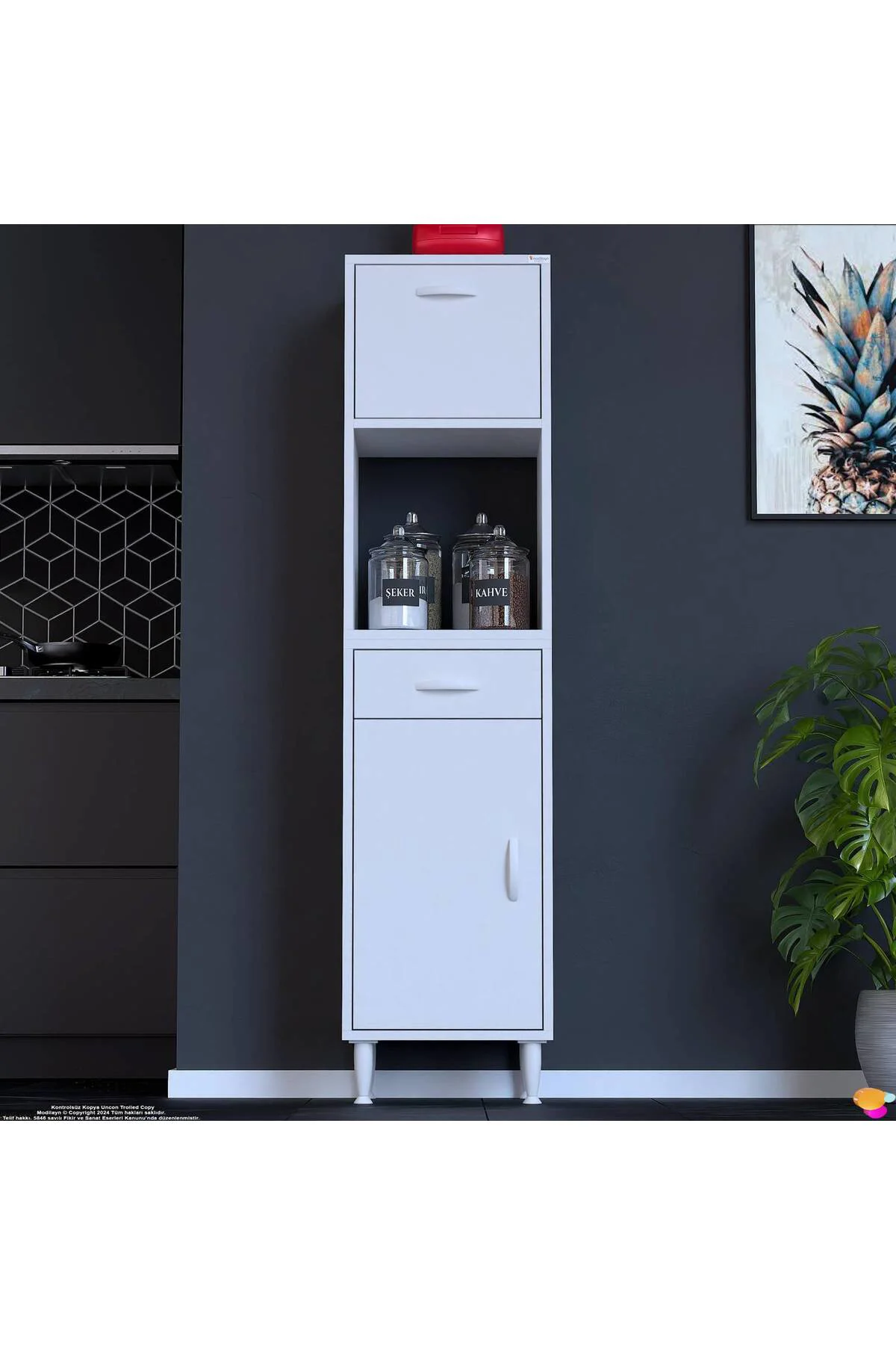Avelin Kapaklı Mini/Midi Fırın Dolabı 40 cm Beyaz Çok Fonksiyonlu