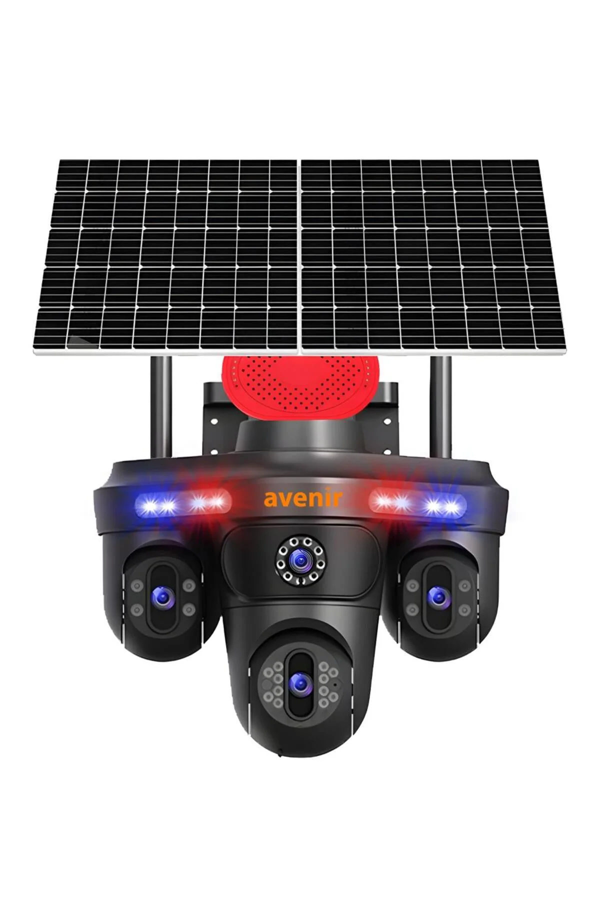 Avenir Solar Güvenlik Kamerası – 3 Lensli Panoramik Dış Mekan Güvenlik Kamerası