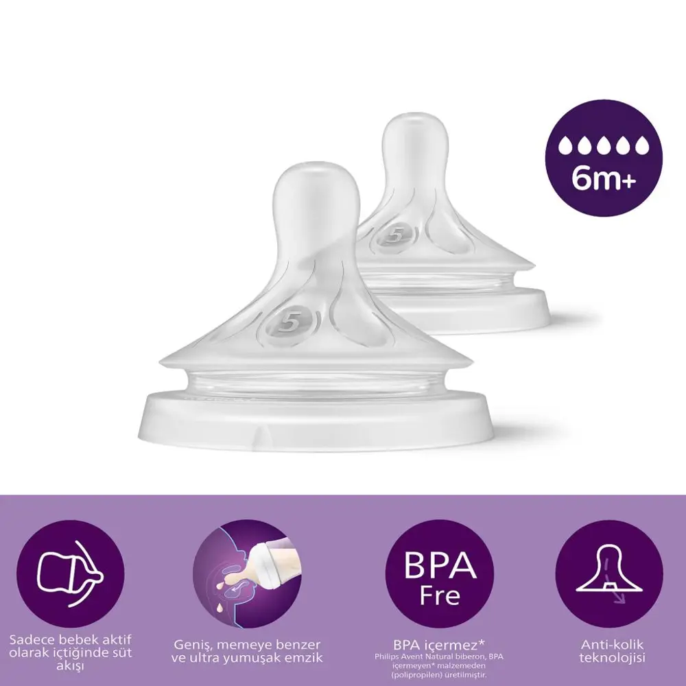 Avent Doğal Tepkili Natural Response 2'Li Biberon Emziği No:5 6+ 