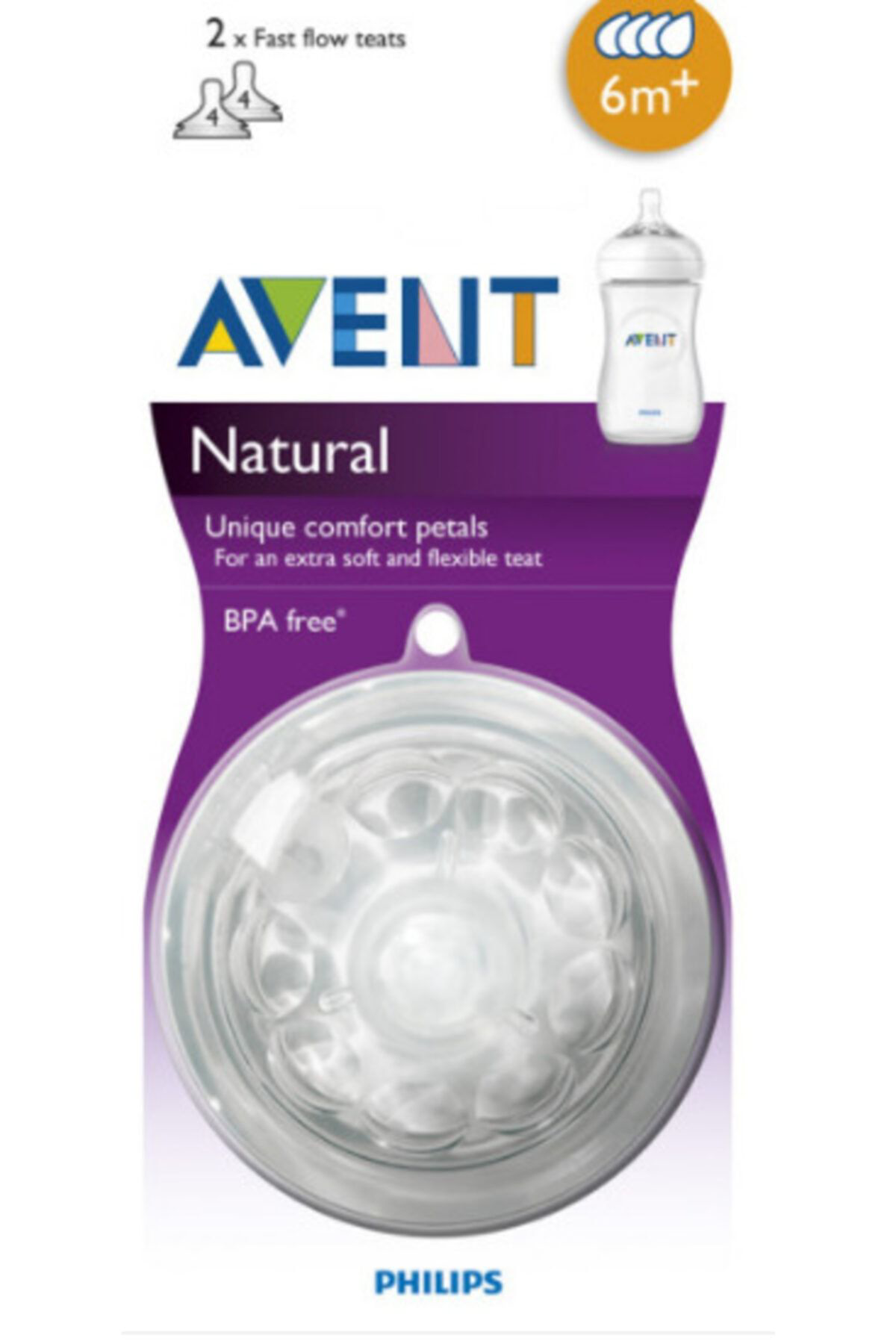 Philips Avent Natural Hizli Akiş 4 Delik + 6 Ay Biberon Emziği