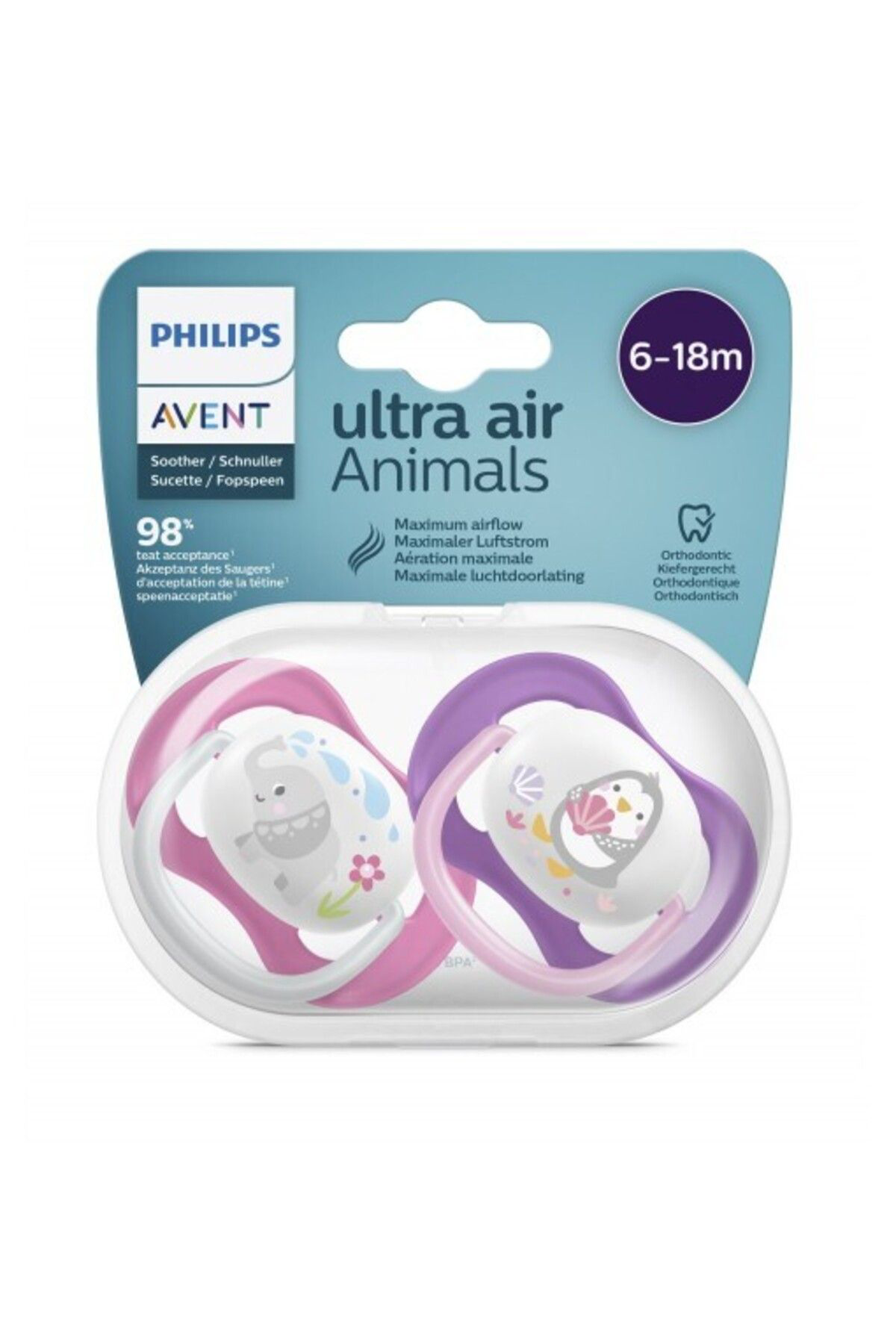 Philips Avent Ultra Air Animals 2Li Desenli Emzik 6-18 Ay - Kiz