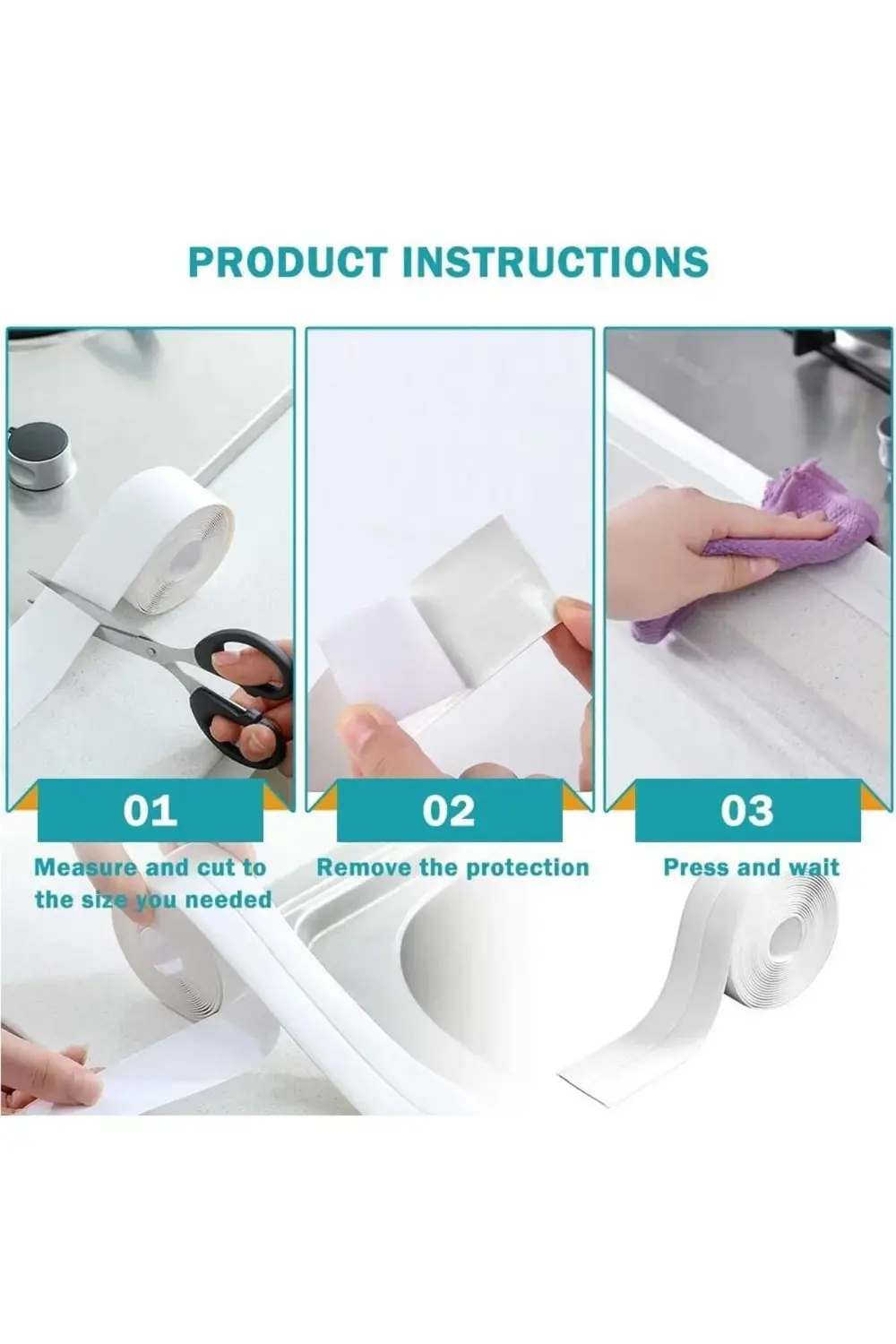 Aveo 1 Adet Banyo Duvar Köşe Sızdırmazlık Bandı Lavabo Kenar Küfe