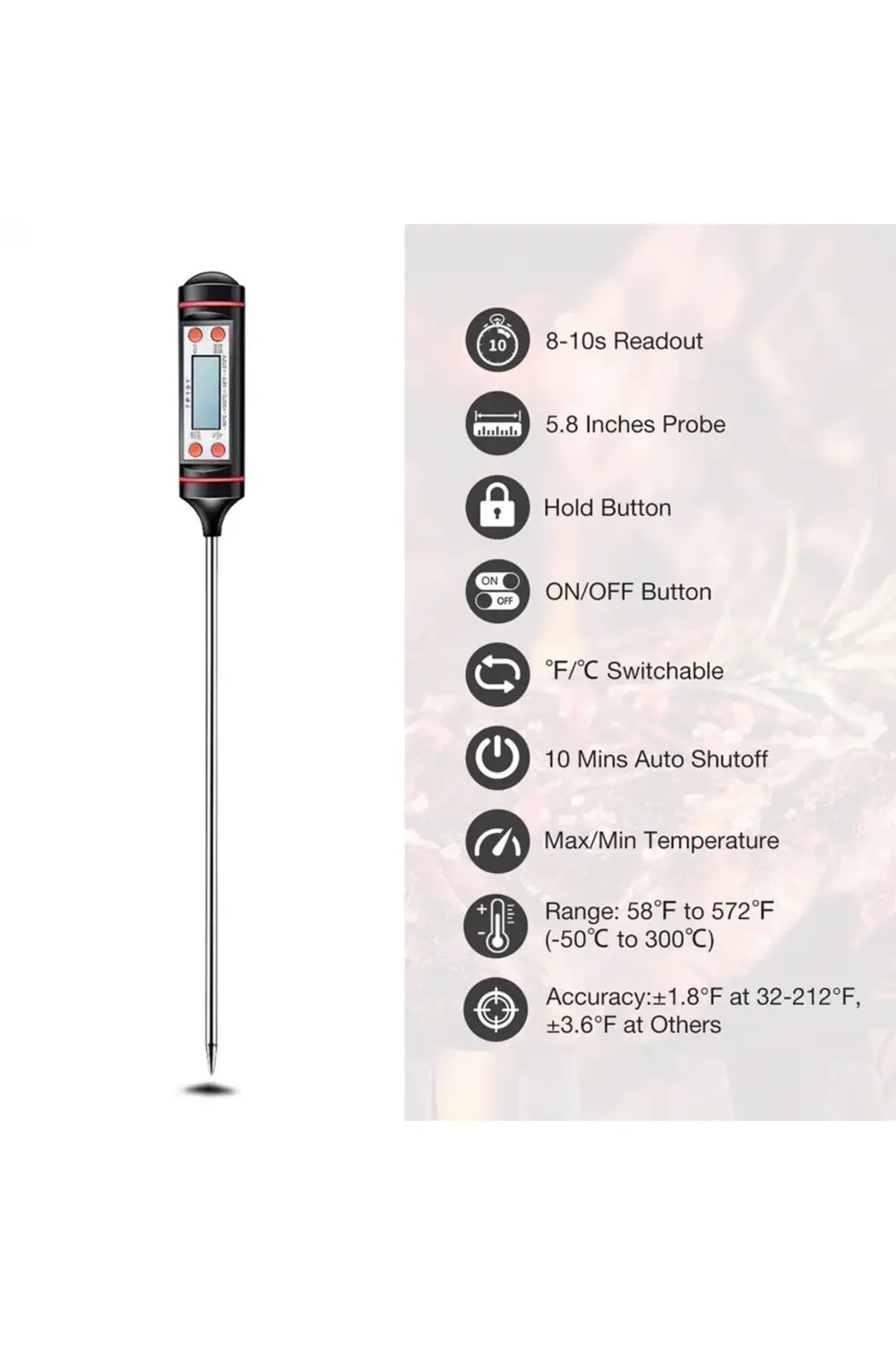 Aveo 1 Adet Dijital Gıda Termometresi Derece Ölçer Gıda Termometr