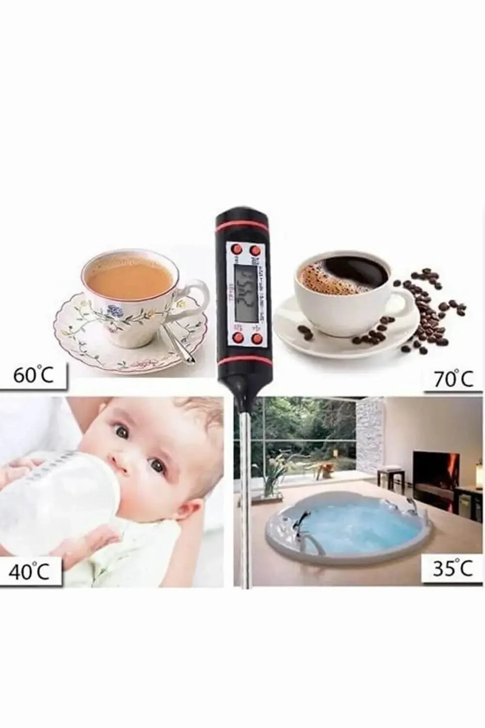 Aveo 1 Adet Dijital Gıda Termometresi Sıcaklık Derece Kutulu Et S