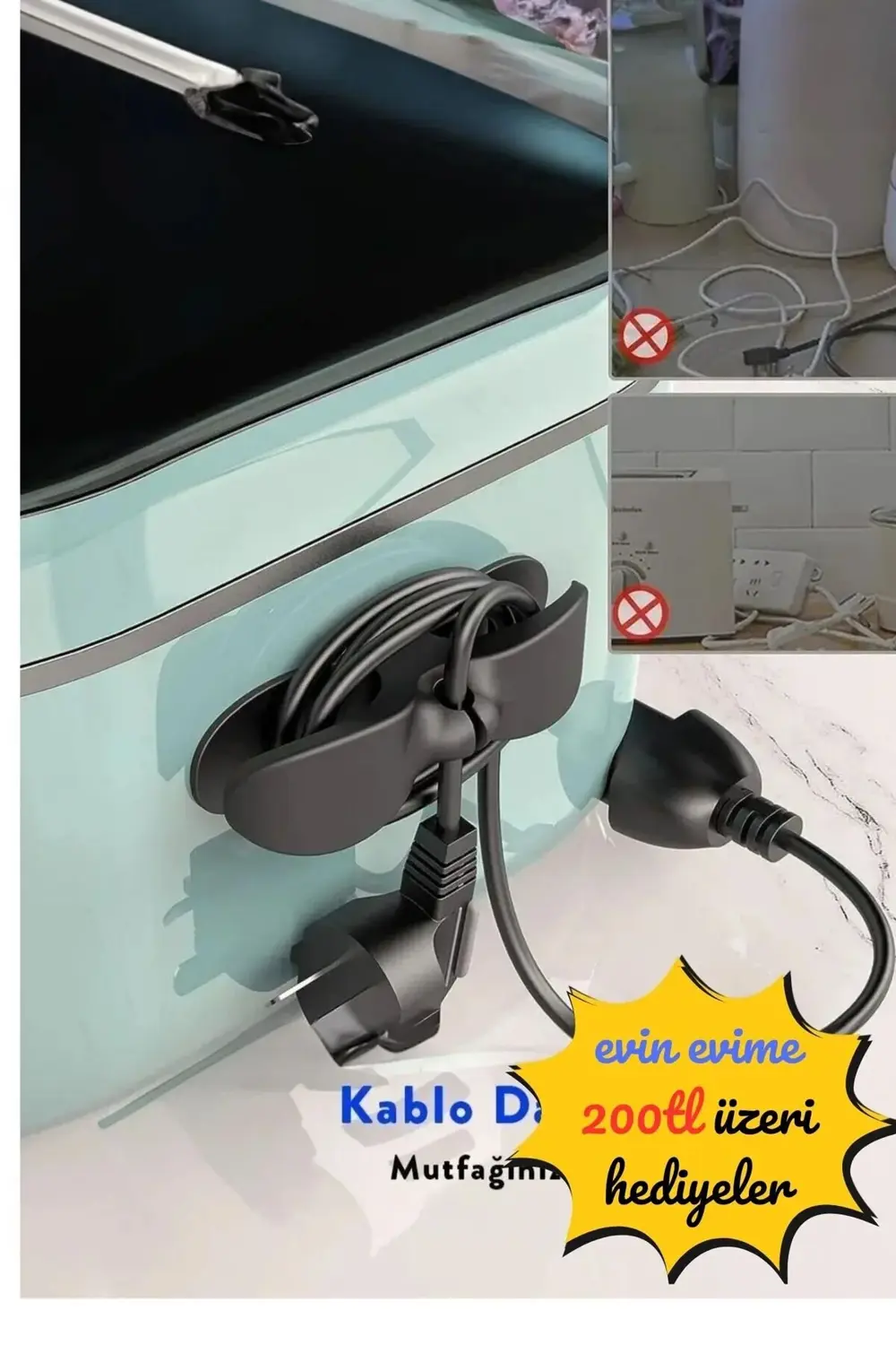 Aveo 1 Adet Kablo Tutucu Aparat Yapışkanlı Fiş Toplayıcı