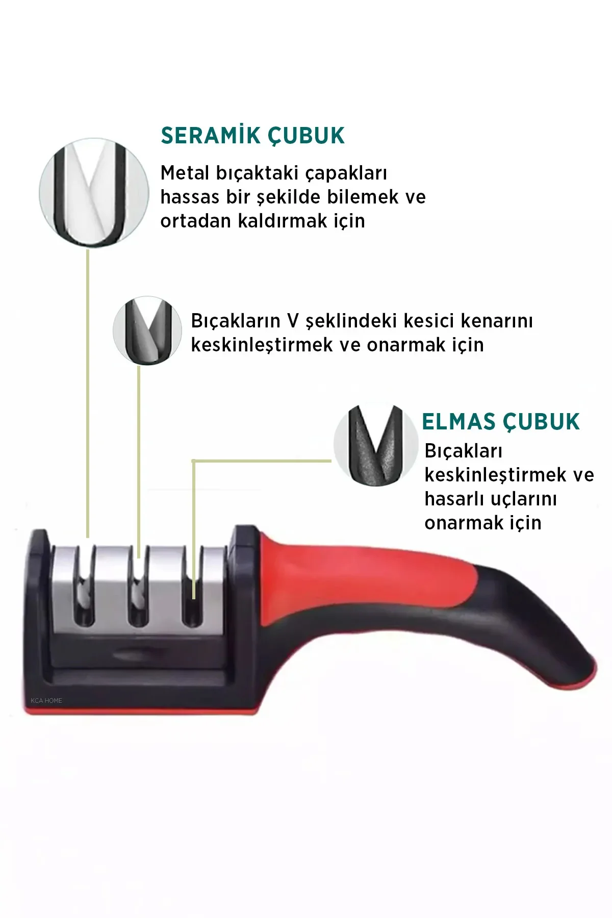Aveo 1 Adet Profesyonel Bıçak Bileyici 3 Açılı Elmas Seramik Tung