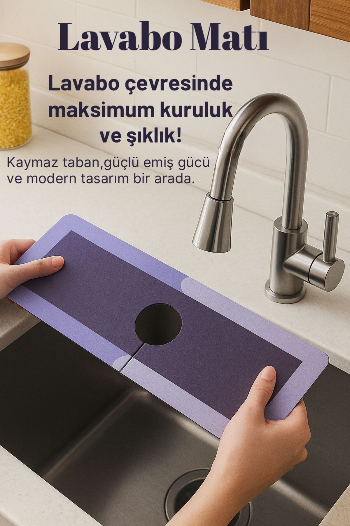 Aveo 1 Adet Su Emici Lavabo Altı Koruma Matı – Kaymaz Tabanlı Lav