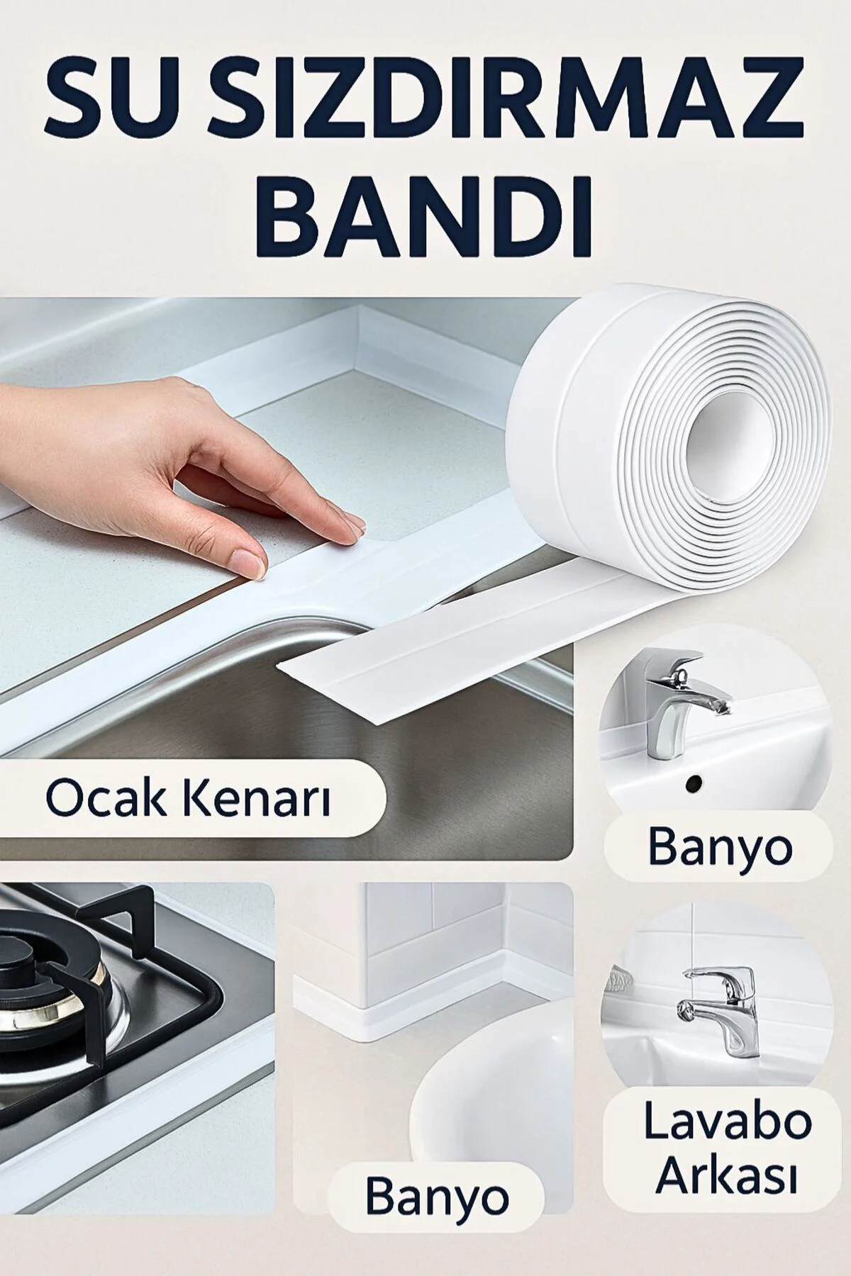 Aveo 1 Adet Su Sızdırmaz Geçirmez Bant Lavabo Küvet Kenar Bandı K