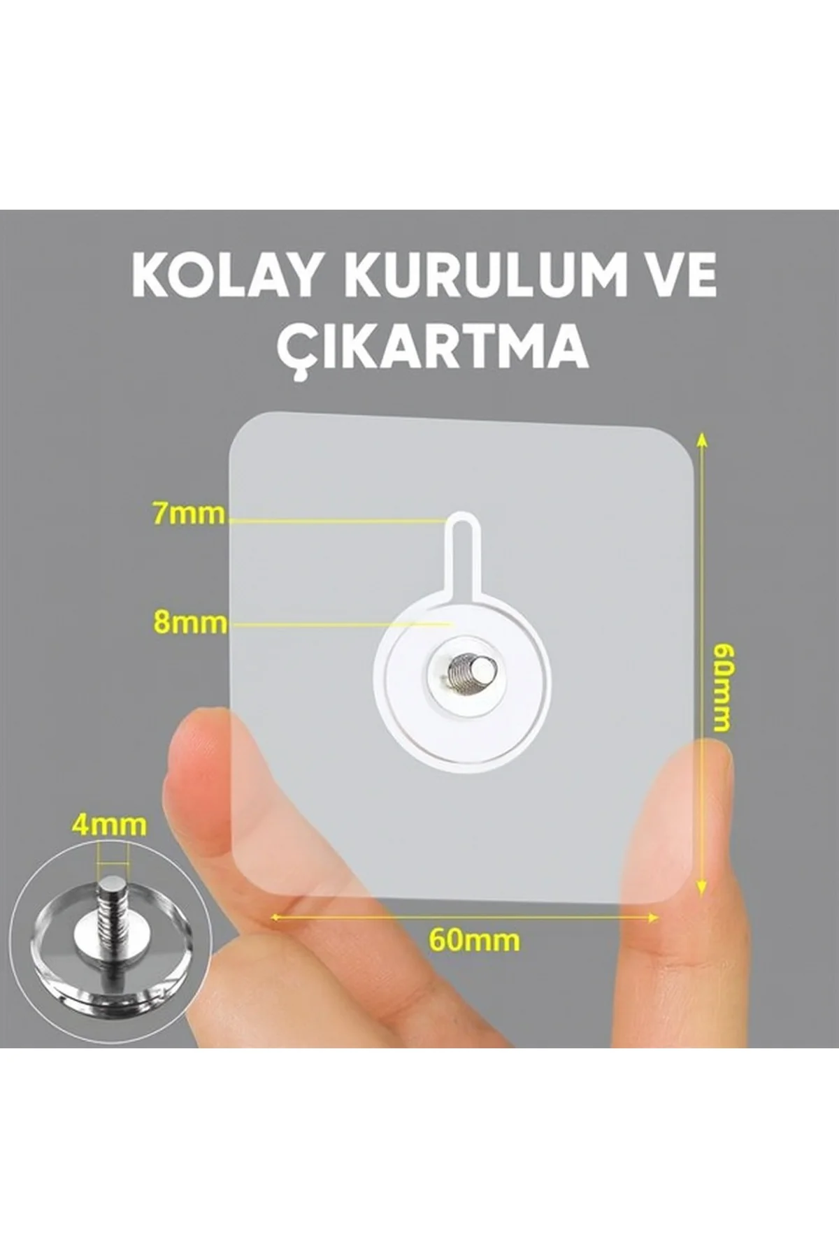 Aveo 1 ADET Ultra Güçlü Yapışkanlı Duvar Askısı Vantuzlu Şeffaf Duvar Askısı Yapışkanlı Kanca