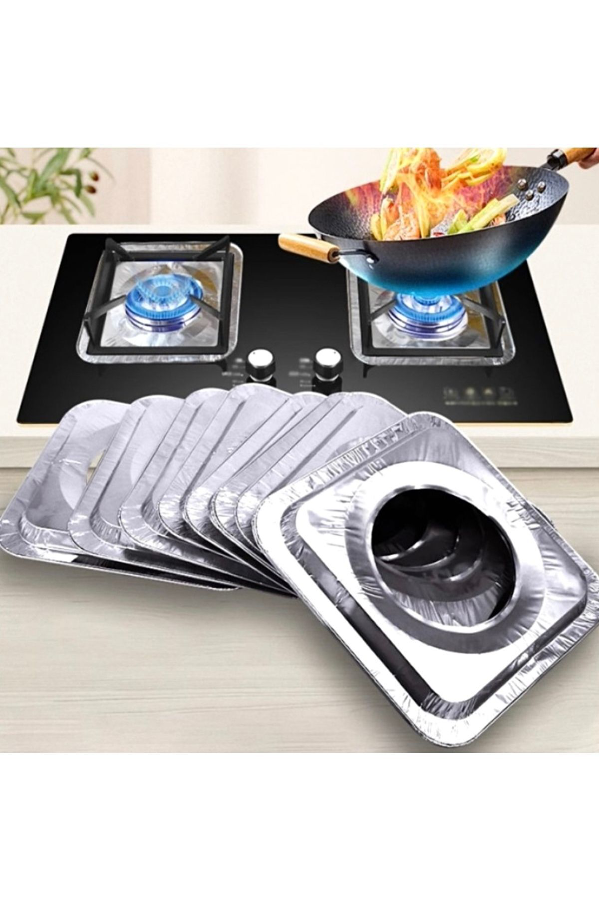 Aveo 10 Adet FOLYO Ocak Üstü Leke Önleyici Yıkanabilir Isıya Daya