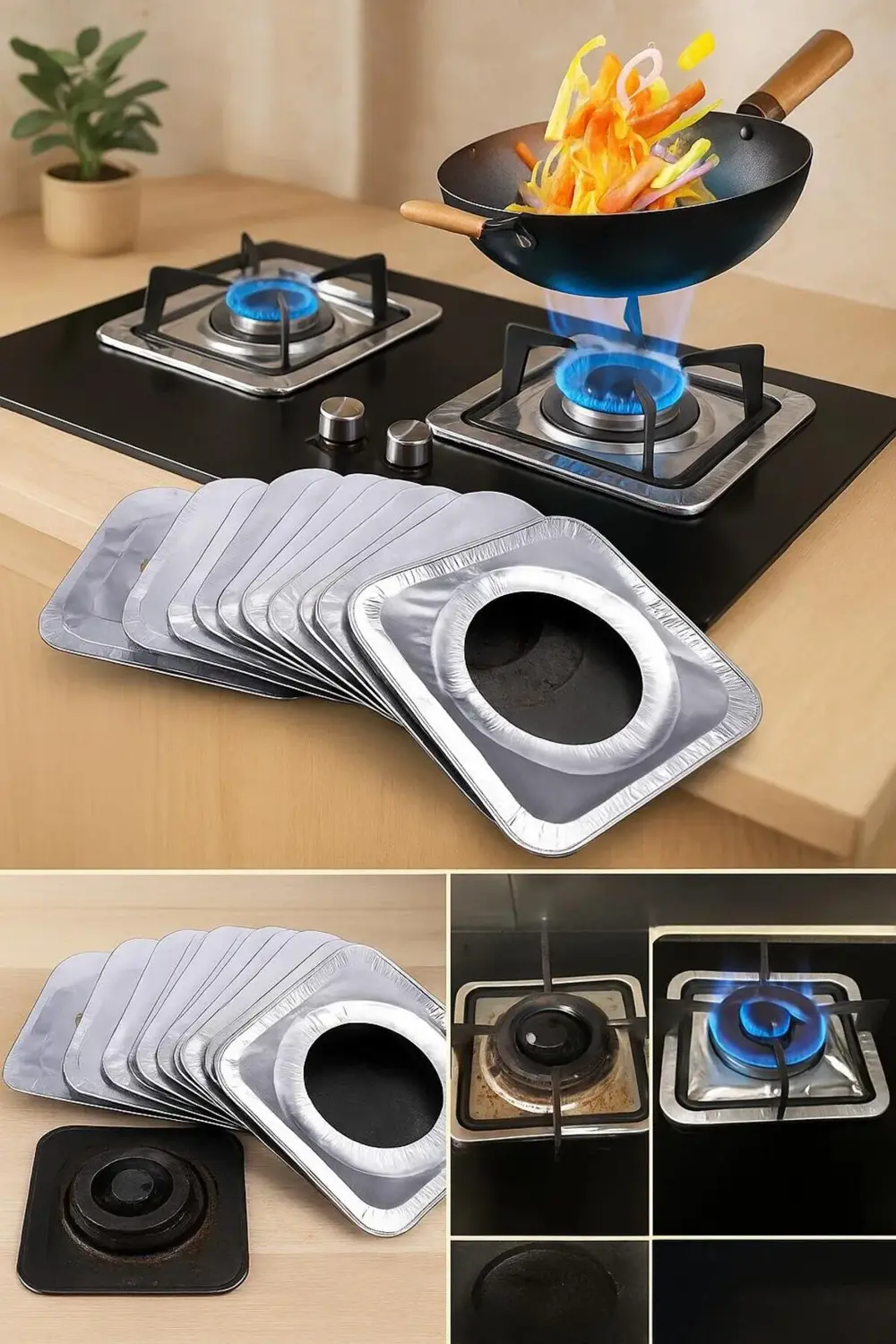 Aveo 12 Adet Alüminyum FOLYO Ocak Gözlük Koruyucu – Yanmaz, Yağ T