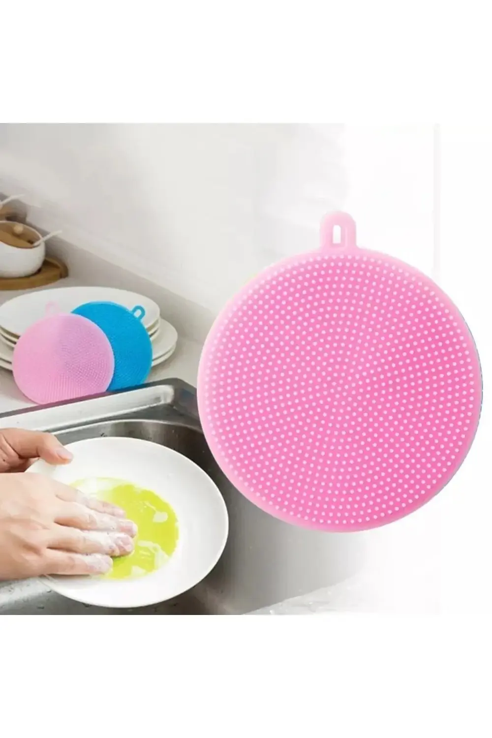 Aveo 2 Adet Silikon Bulaşık Yıkama Fırçası Tükenmeyen