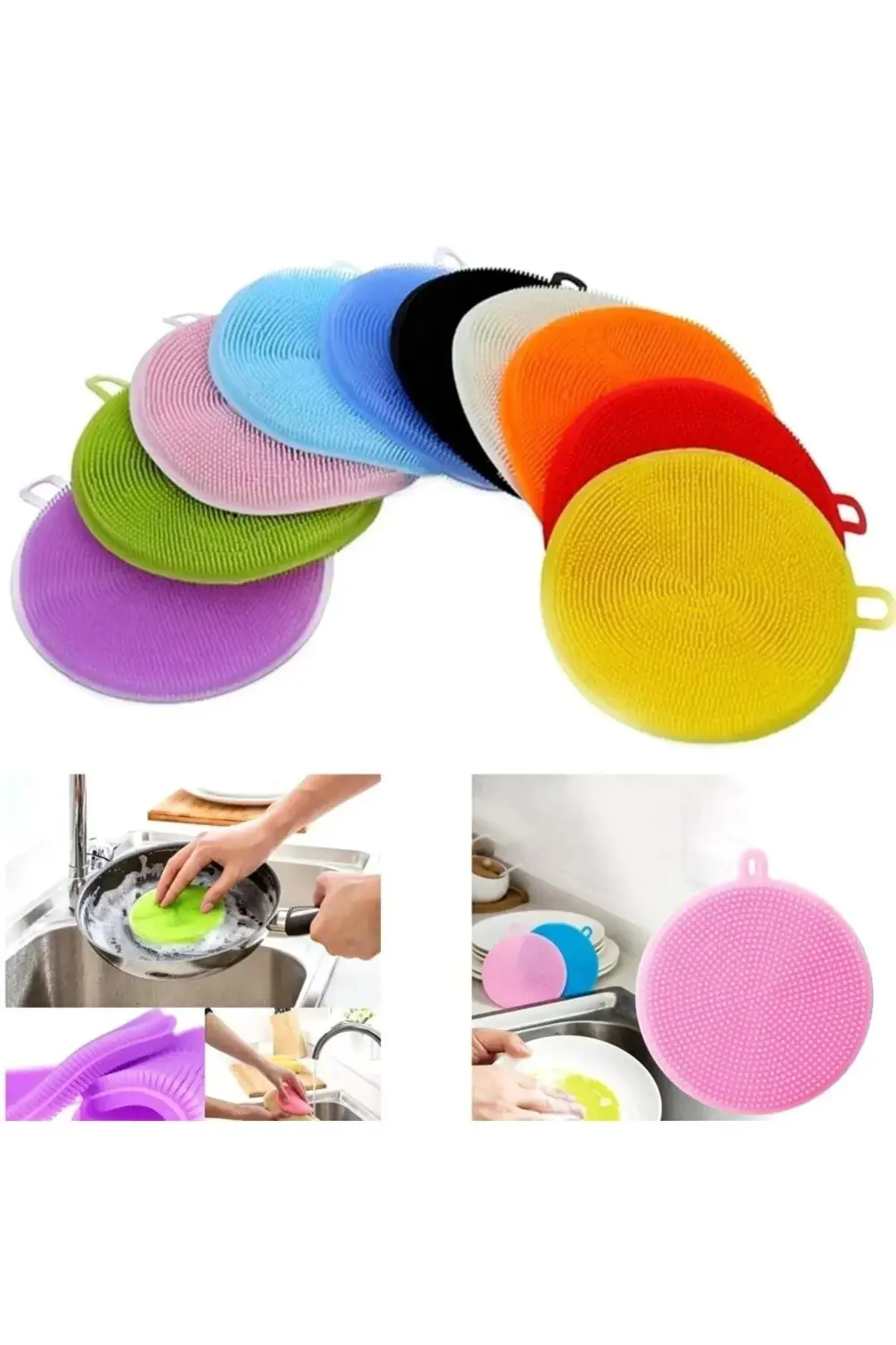 Aveo 2 Adet Silikon Bulaşık Yıkama Fırçası Tükenmeyen