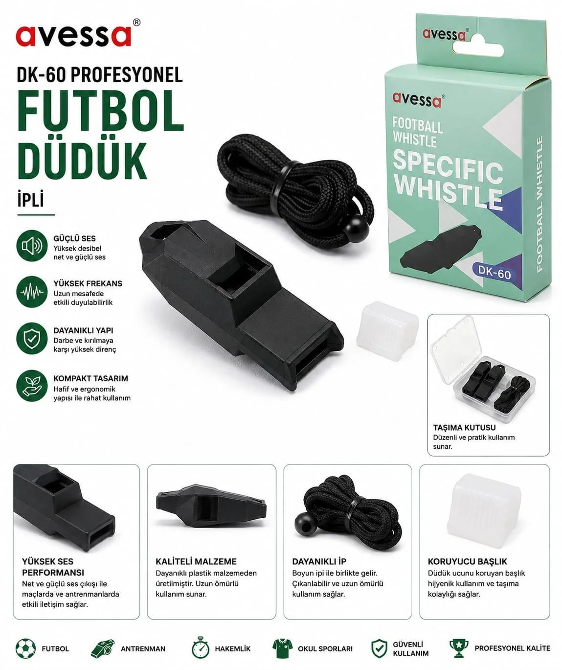 Avessa Dk-50 Profesyonel Voleybol Düdük İpli