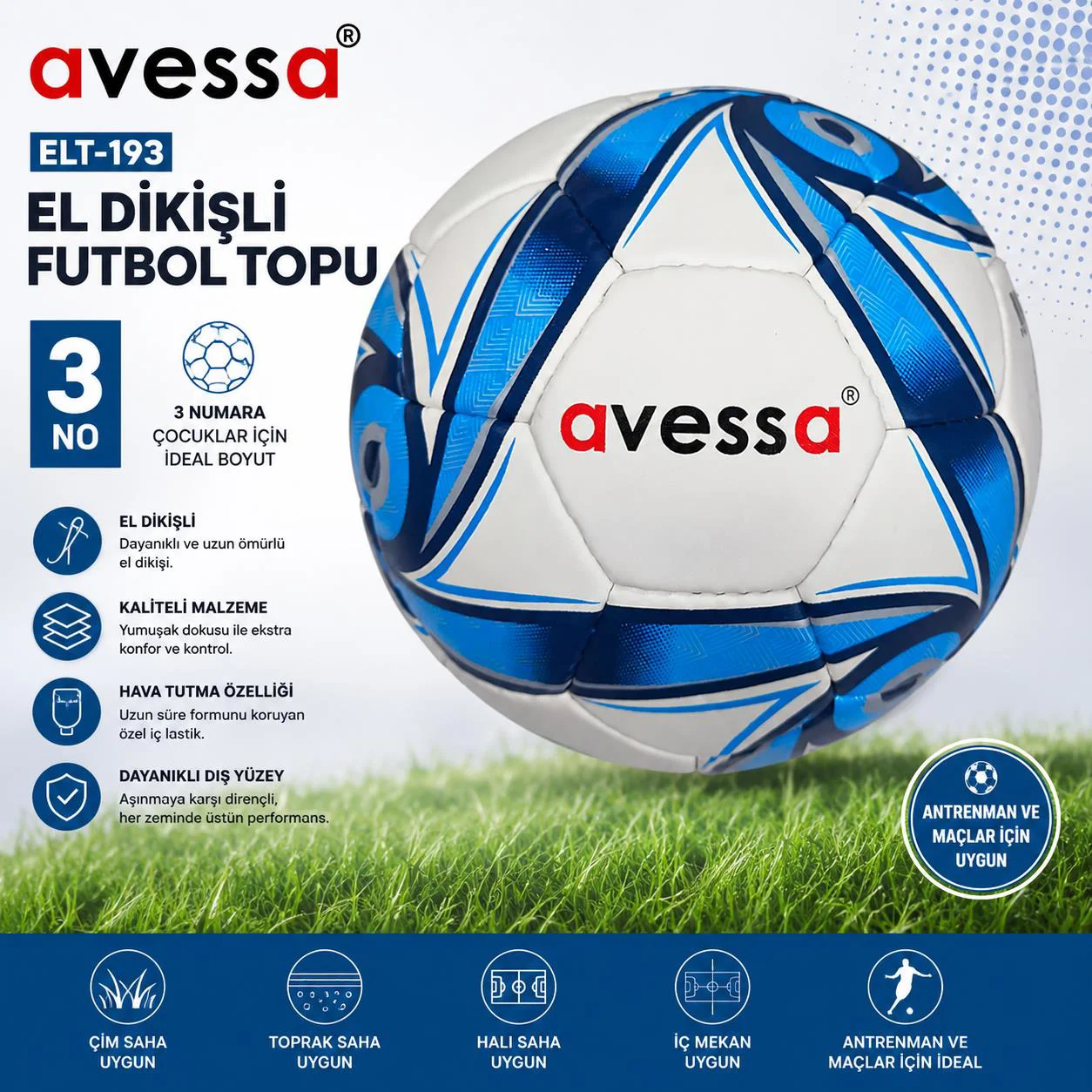 Avessa Elt-193 El Dikişli Futbol Topu No3 Avessa Elt-193 El Dikişli Futbol Topu No3 Fiyatı, Yorumları ve Özellikleri