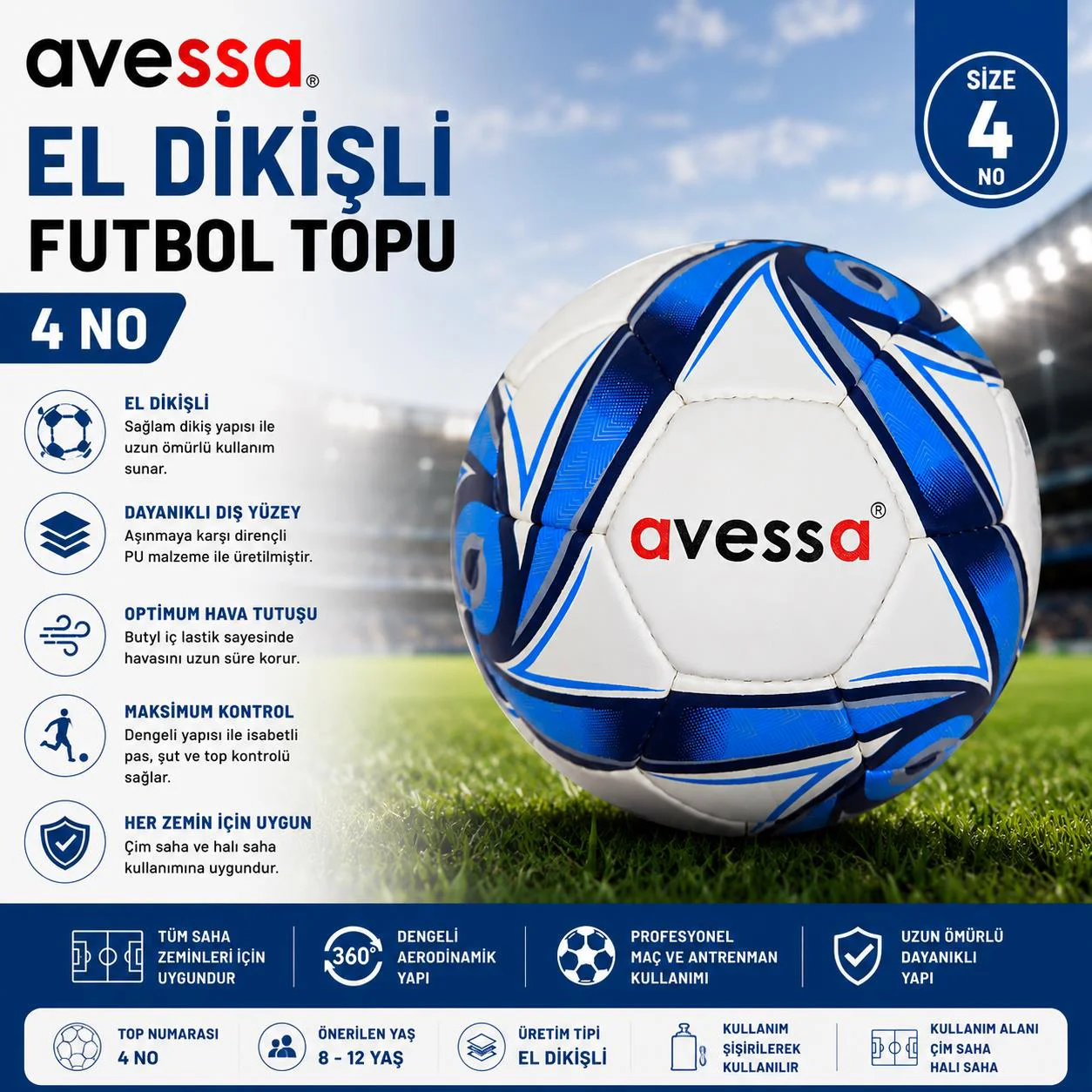 Avessa Elt-194 El Dikişli Futbol Topu No4 Fiyatı, Yorumları ve Özellikleri