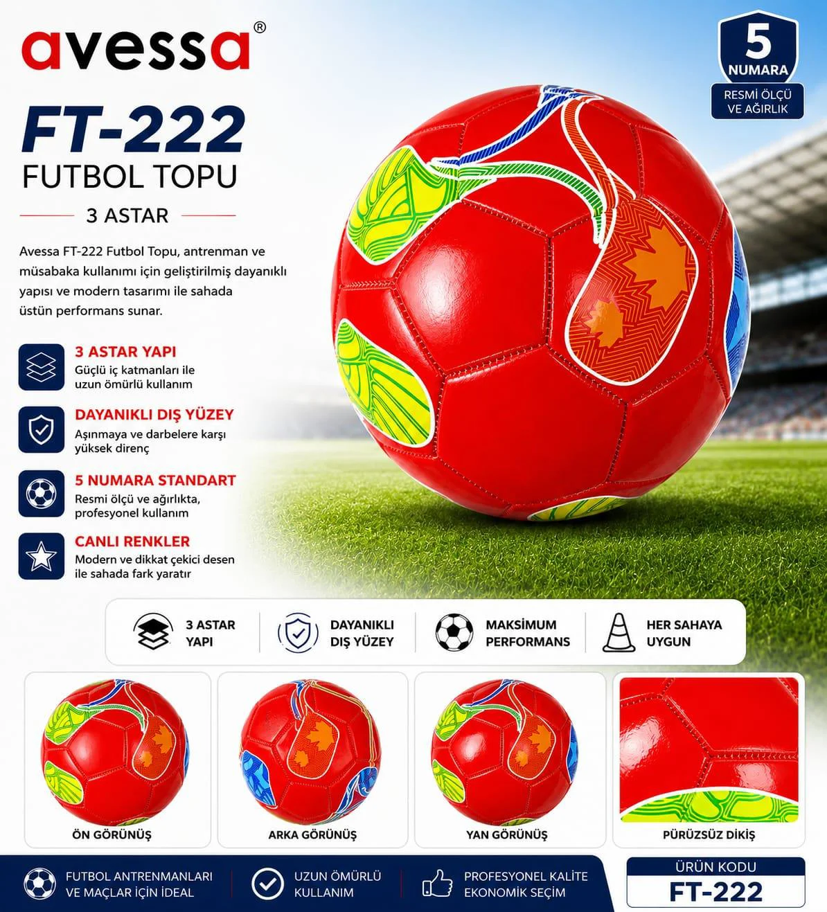 Avessa Ft-222 Futbol Topu 3 Astar Turuncu Avessa Ft-222 Futbol Topu 3 Astar Turuncu