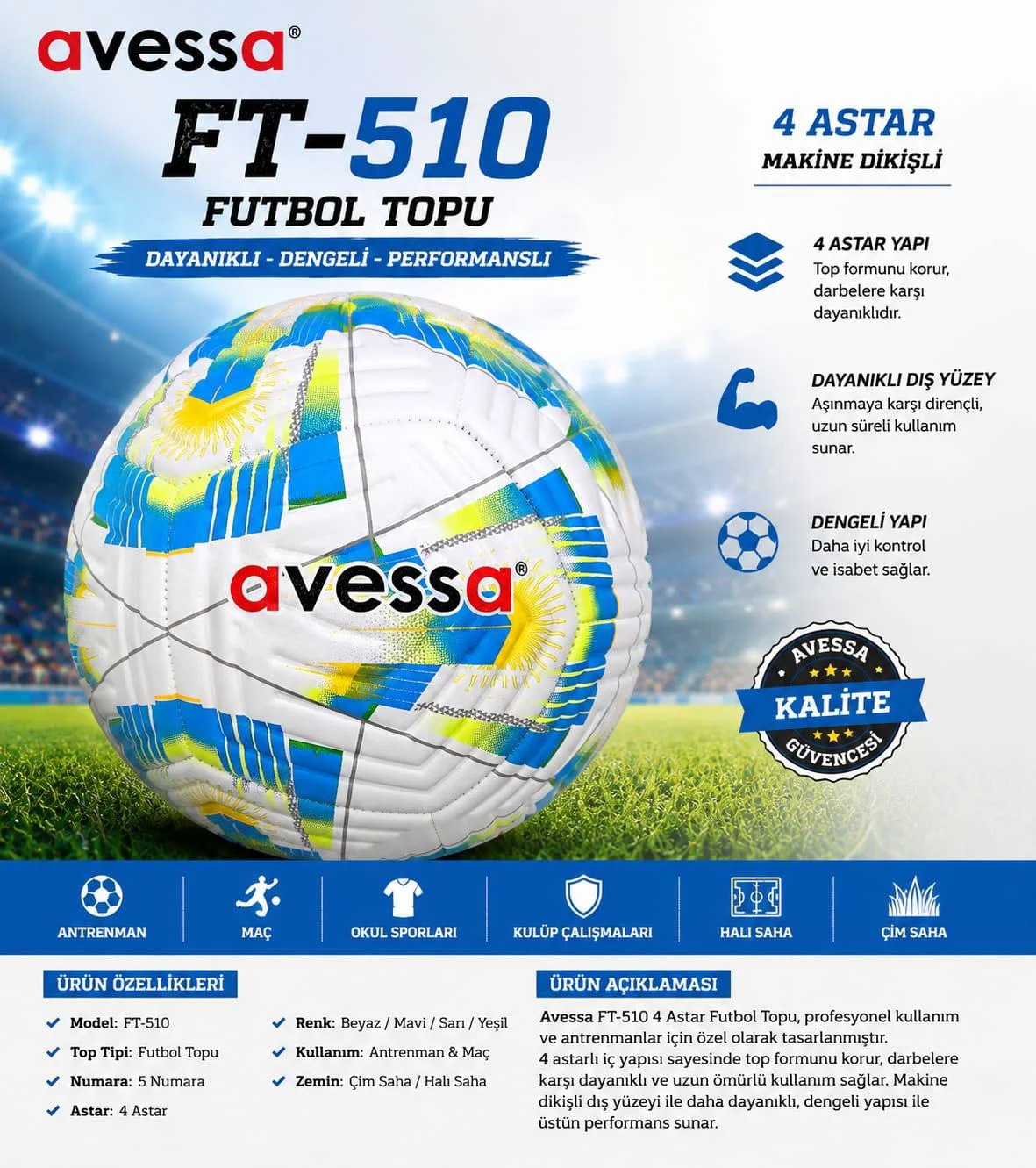 Avessa Ft-510 Futbol Topu 4 Astar Avessa Ft-510 Futbol Topu 4 Astar