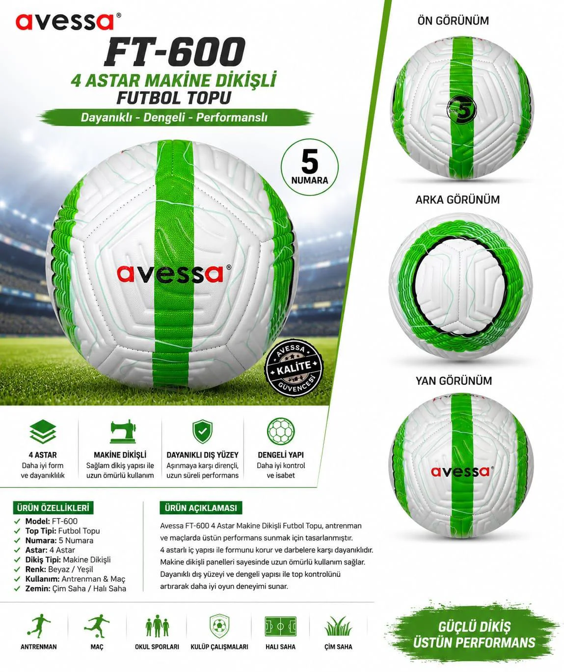Avessa Ft-600 Futbol Topu 4 Astar Avessa Ft-600 Futbol Topu 4 Astar