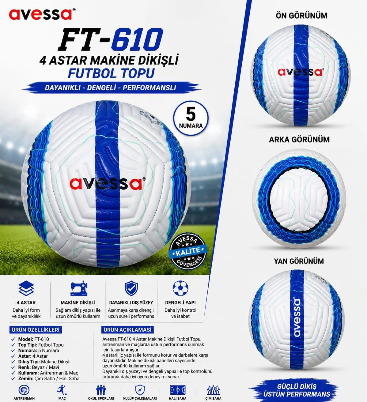 Avessa Ft-610 Futbol Topu 4 Astar Avessa Ft-610 Futbol Topu 4 Astar Fiyatı, Yorumları ve Özellikleri