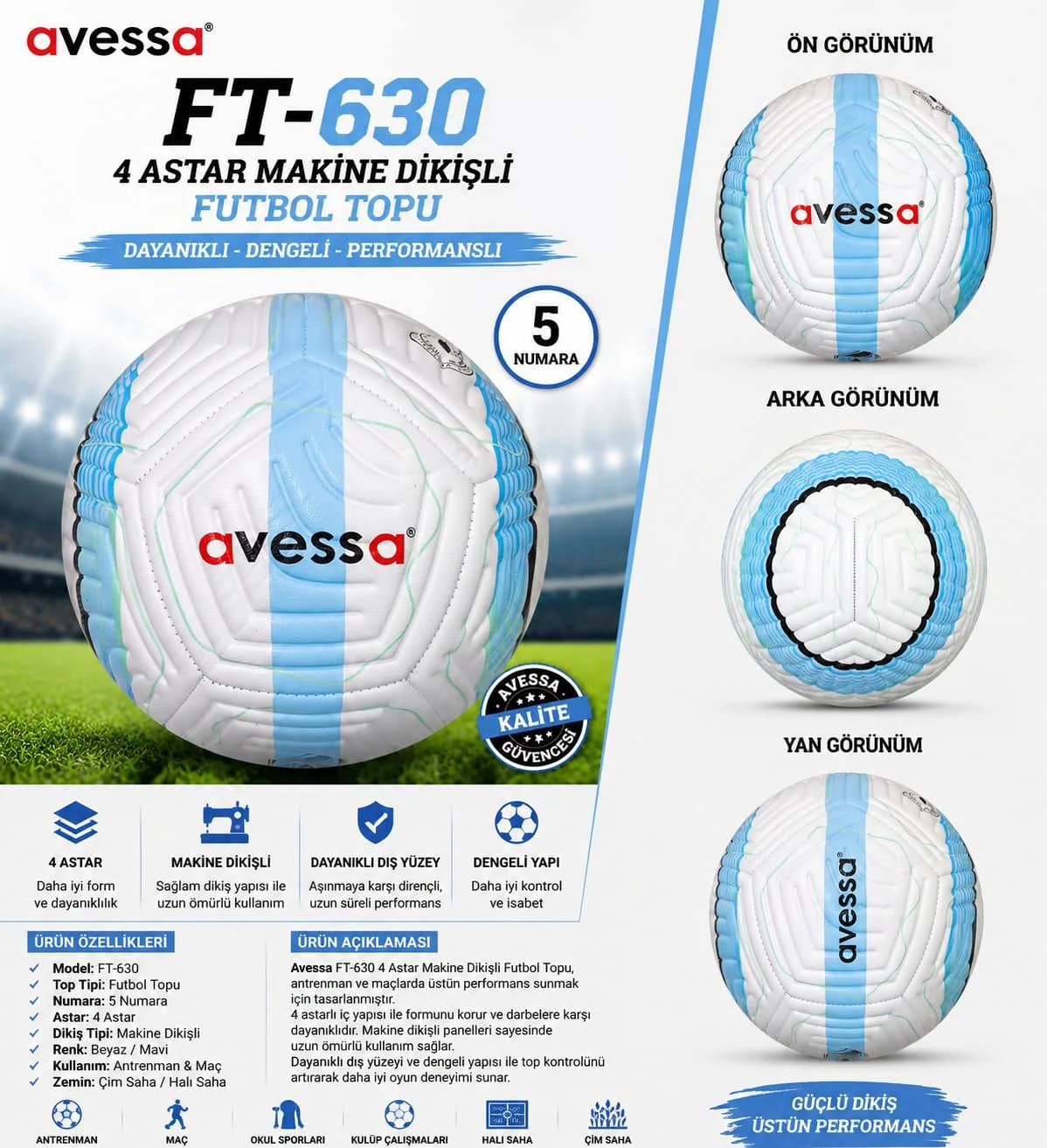 Avessa Ft-630 Futbol Topu 4 Astar Avessa Ft-630 Futbol Topu 4 Astar Fiyatı, Yorumları ve Özellikleri