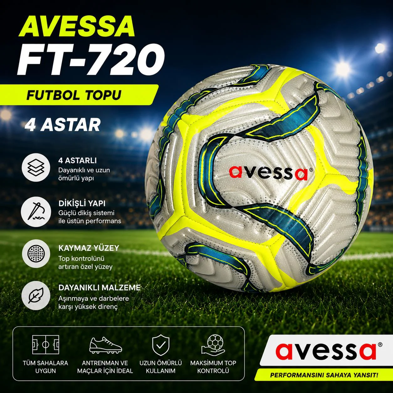 Avessa Ft-720 Futbol Topu 4 Astar Fiyatı, Yorumları ve Özellikleri