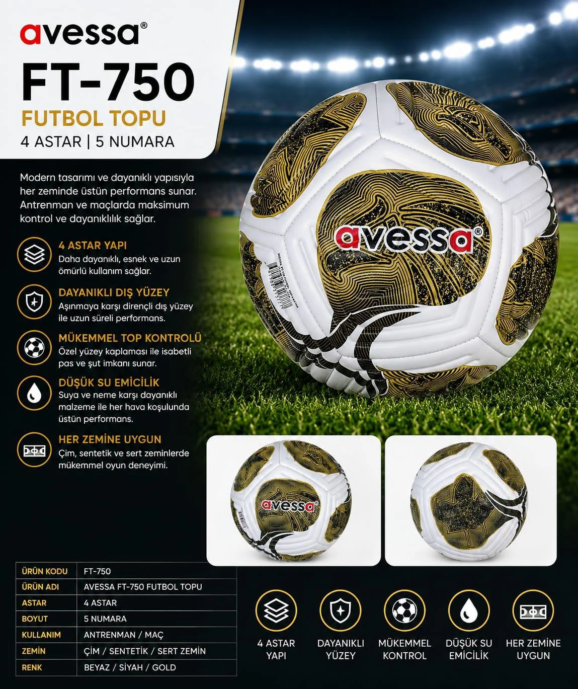 Avessa Ft-750 Futbol Topu 4 Astar Fiyatı, Yorumları ve Özellikleri