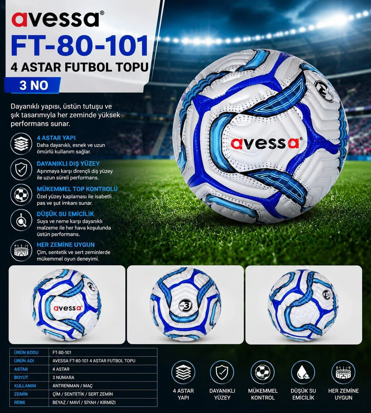 Avessa Ft-80-101 Futbol Topu No3 Avessa Ft-80-101 Futbol Topu No3