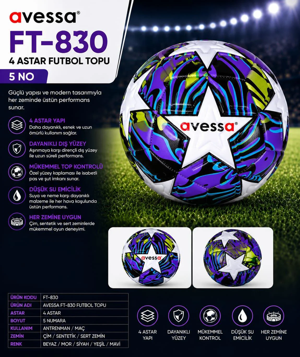 Avessa Ft-830 Futbol Topu 4 Astar Avessa Ft-830 Futbol Topu 4 Astar