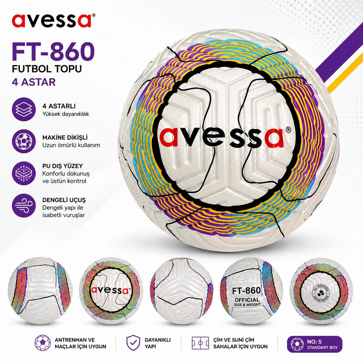 Avessa Ft-860 Futbol Topu 4 Astar Avessa Ft-860 Futbol Topu 4 Astar Fiyatı, Yorumları ve Özellikleri
