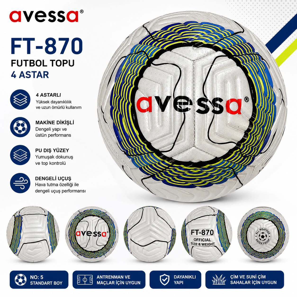 Avessa Ft-870 Futbol Topu 4 Astar Avessa Ft-870 Futbol Topu 4 Astar Fiyatı, Yorumları ve Özellikleri