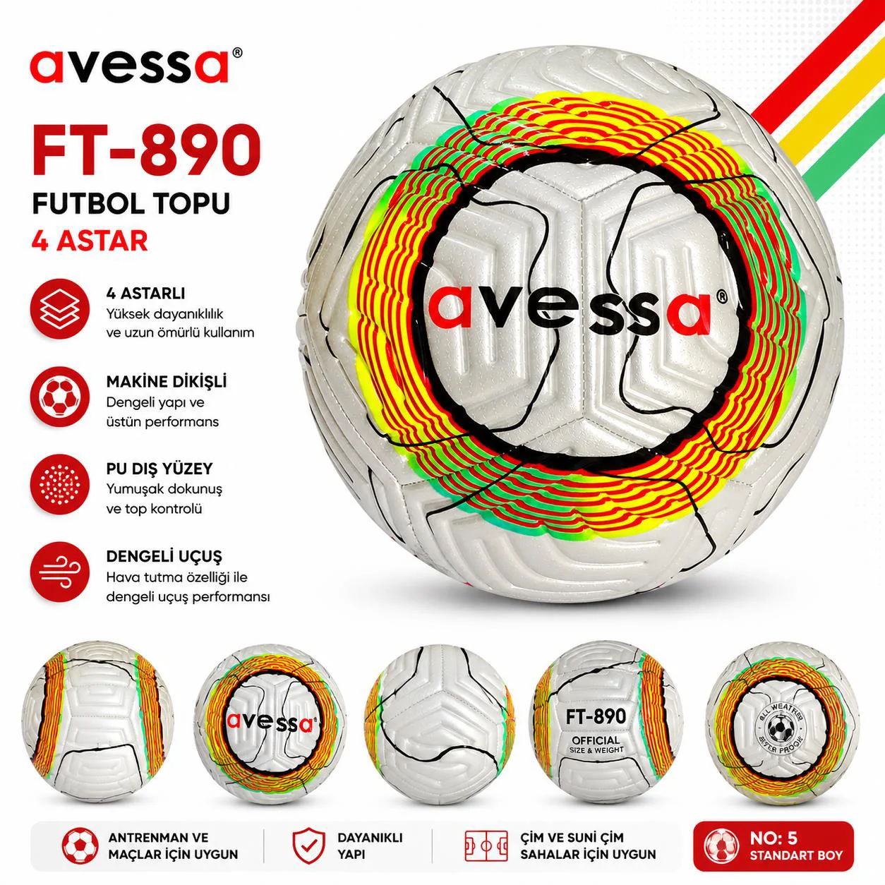 Avessa Ft-890 Futbol Topu 4 Astar Fiyatı, Yorumları ve Özellikleri