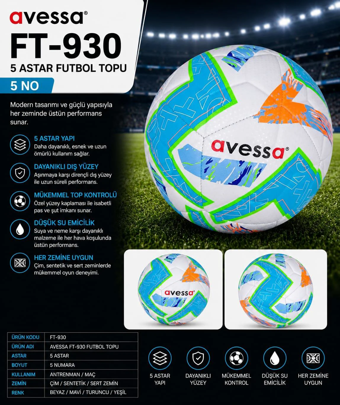 Avessa Ft-930 Futbol Topu 5 Astar Fiyatı, Yorumları ve Özellikleri