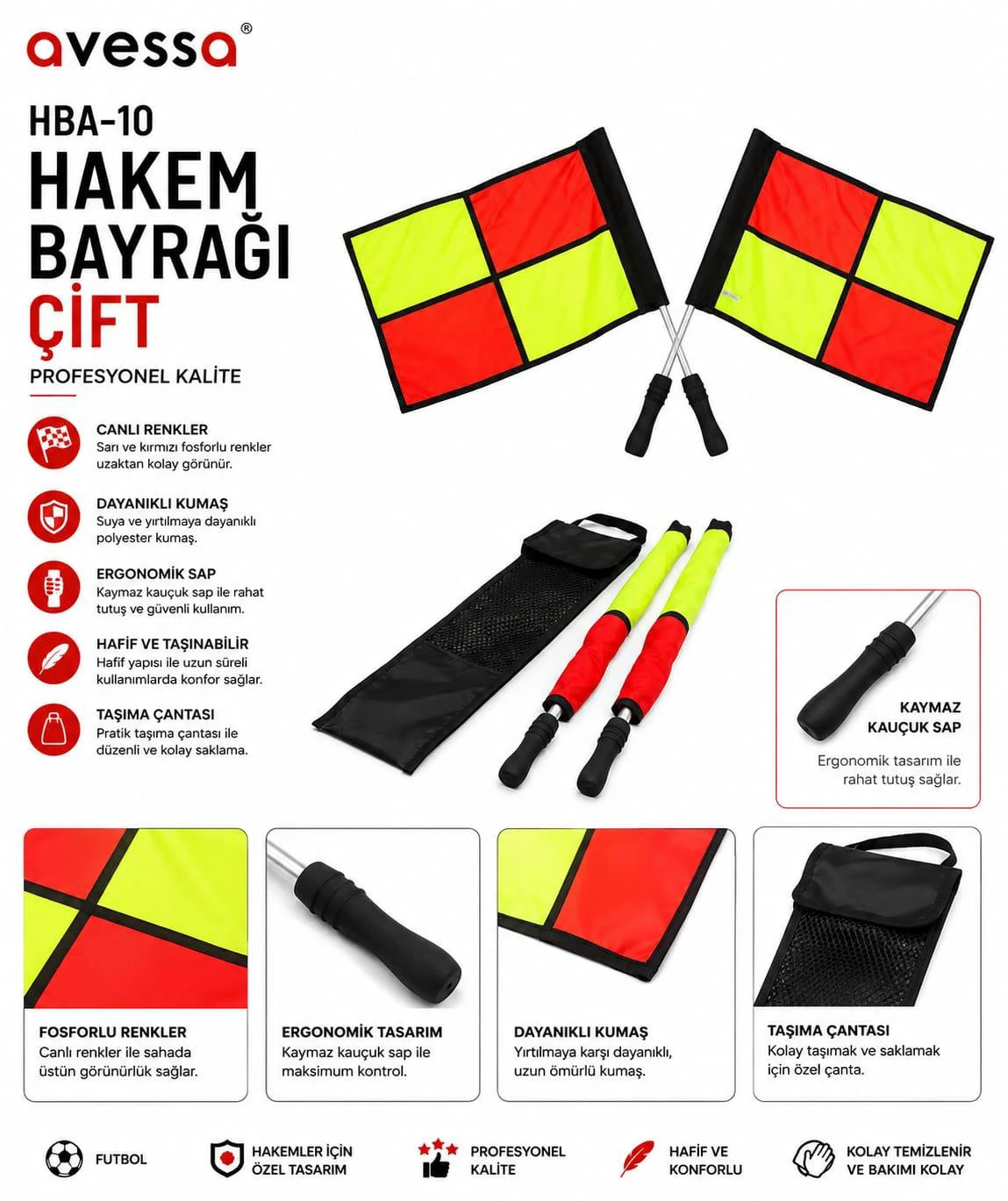 Avessa Hba-10 Hakem Bayrağı Çift Avessa Hba-10 Hakem Bayrağı Çift