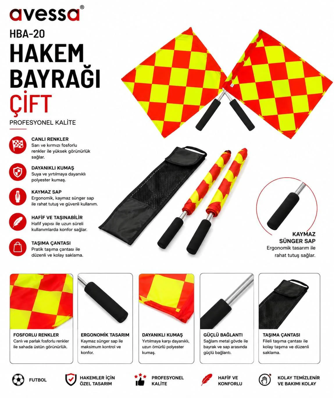 Avessa Hba-20 Hakem Bayrağı Çift Avessa Hba-20 Hakem Bayrağı Çift