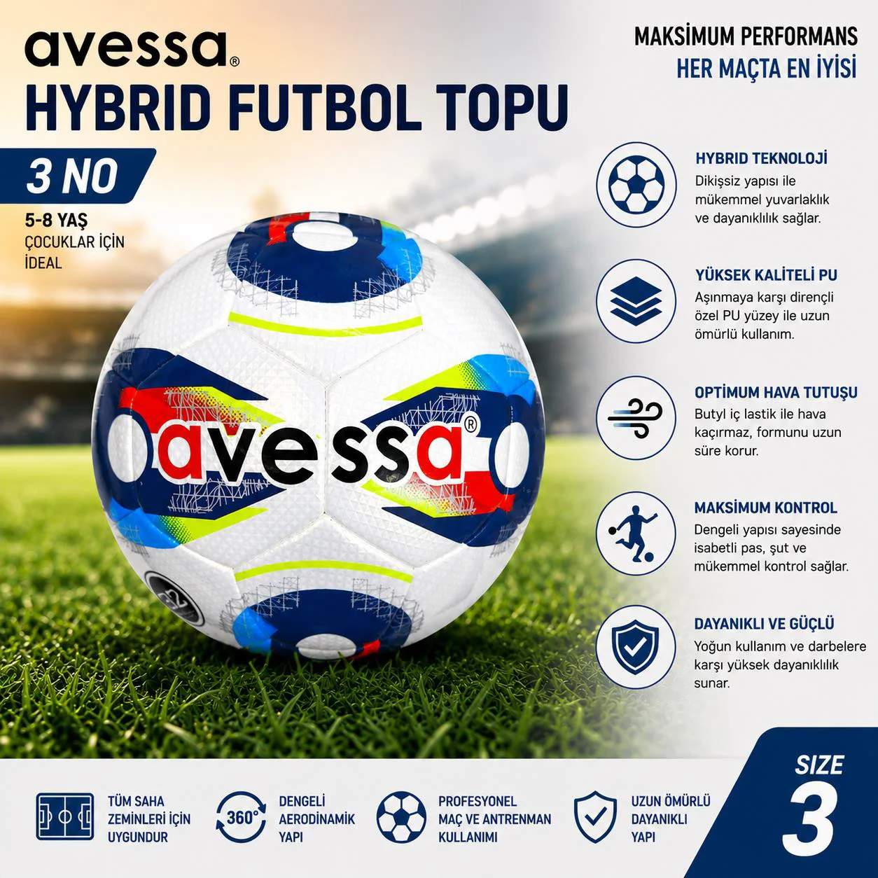 Avessa Hft-330 Hybrid Futbol Topu No3 Fiyatı, Yorumları ve Özellikleri